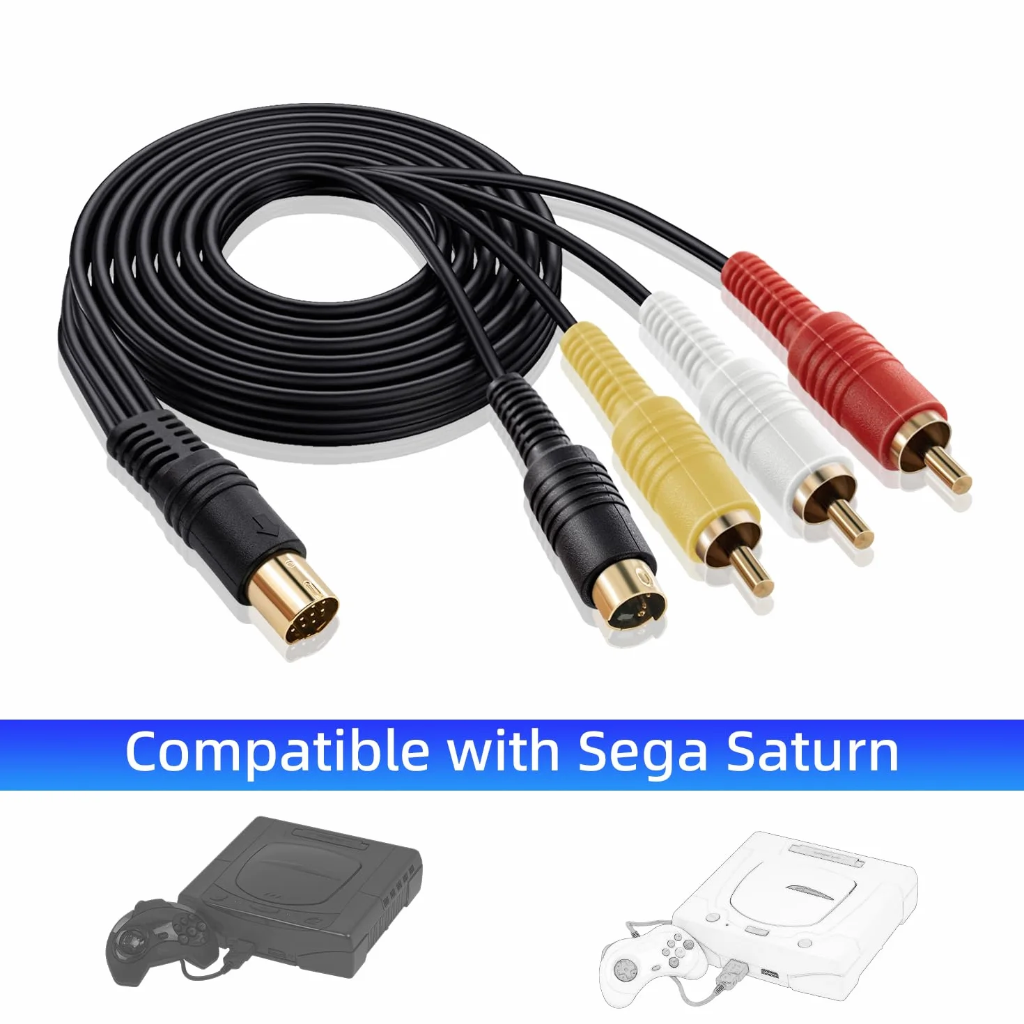 Mcbazel Pozłacany kabel adapterowy S-AV video audio do Sega Saturn
