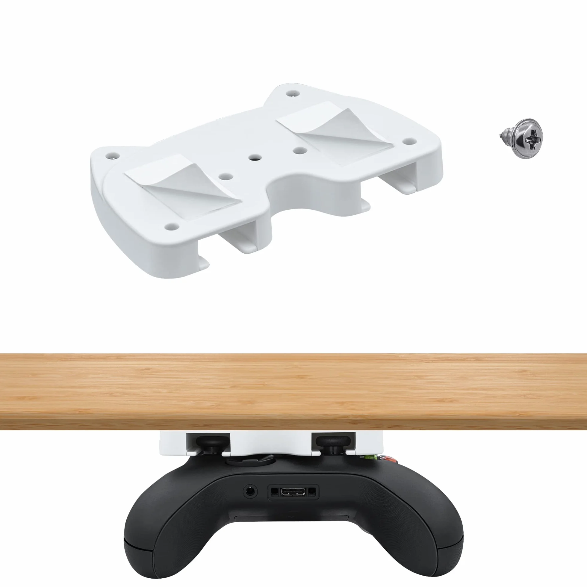 Xbox Controller Holder for Series X/S/360/One - Under Desk Gaming Controller Mount, Horizontal Storage Stand With Adhesive Tape, White