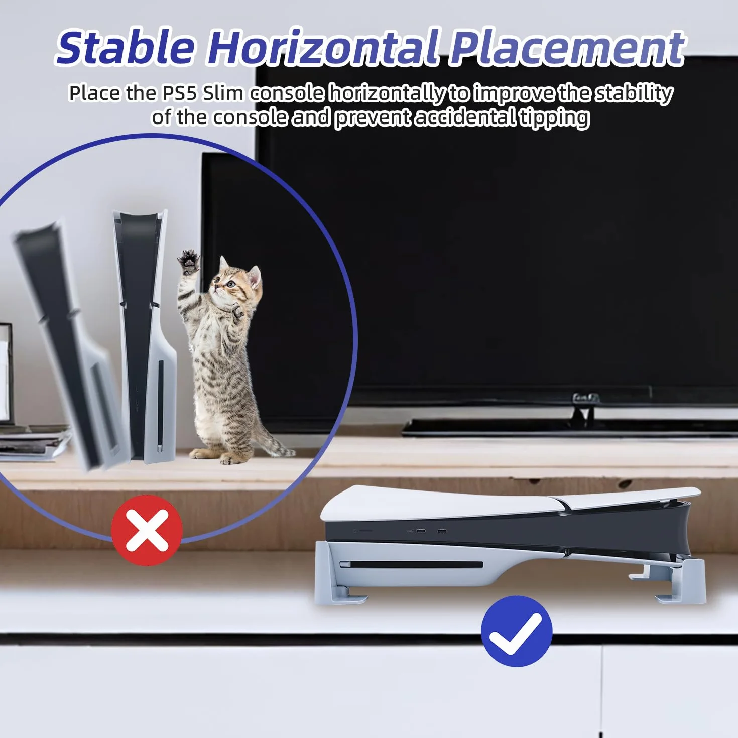 Poziomy Stojak do ps5 i Slim, podstawa do PS5 Disc & Digital Edition, stabilna antypoślizgowa, kompatybilna