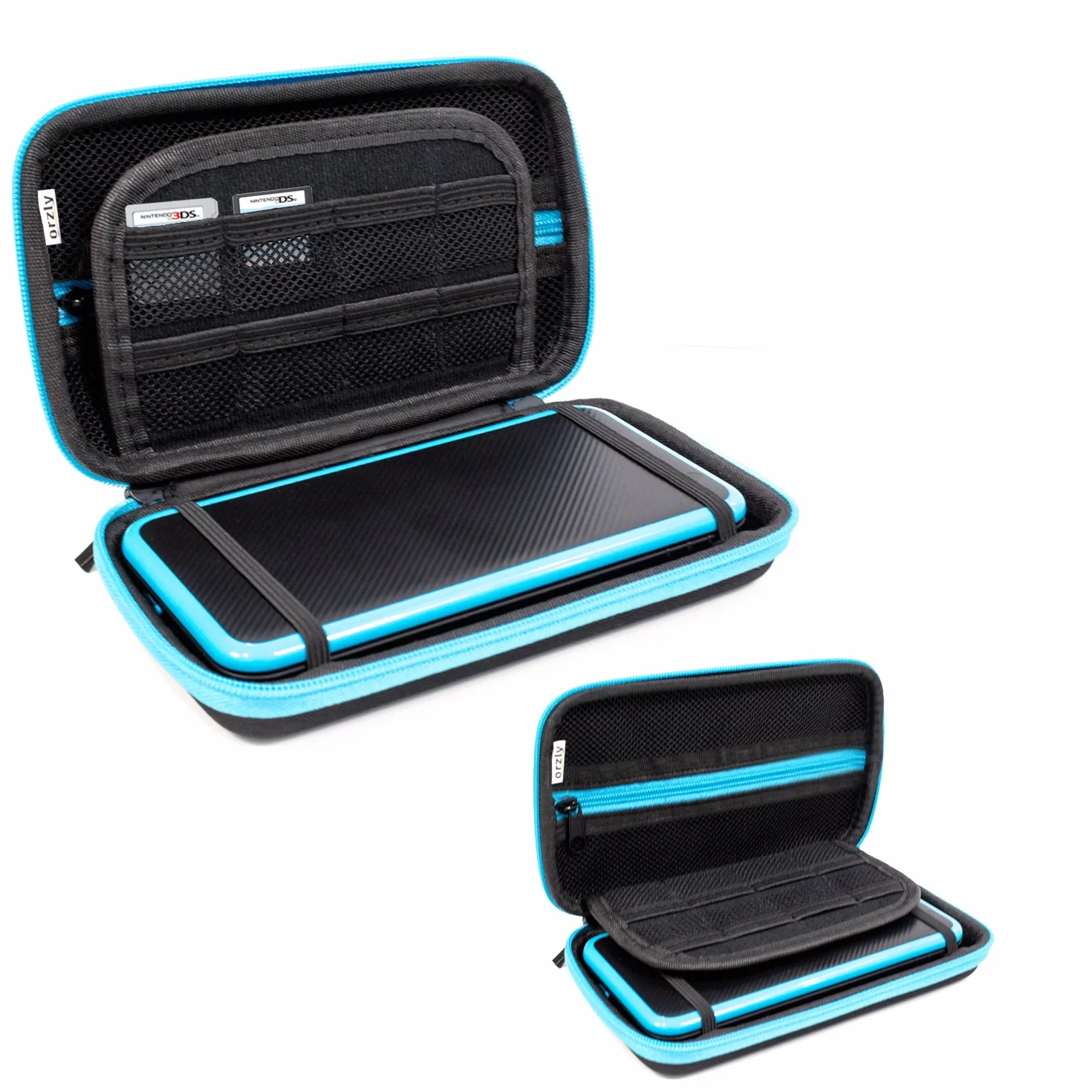 ORZLY® Etui 2DSXL, etui do nowego Nintendo 2DS XL - Ochronna twarda obudowa przenośna torba podróżna na nową konsolę 2DS XL z przegródkami na gry i kieszenią na zamek błyskawiczny, Niebieski na