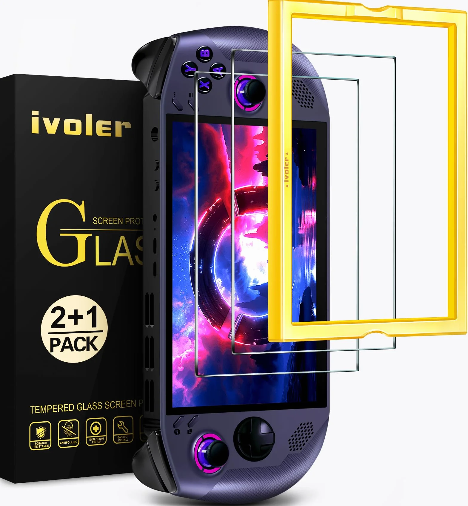 ivoler 2-częściowa osłona ekranu kompatybilna z Lenovo Go S z narzędziem do wyrównywania ramy, szkło hartowane premium, twardość 9H, bez pęcherzyków powietrza, odporne na zarysowania