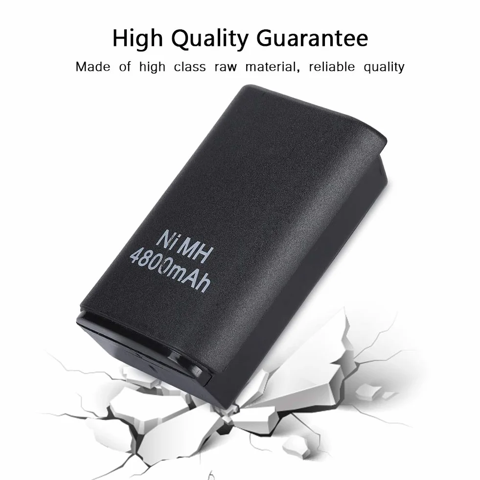 Bateria do kontrolera Xbox 360, akumulator 4800 mAh, zapasowa bateria i zestaw ładujący z kablem ładującym, podstawką ładującą do kontrolera Xbox 360 (czarny)