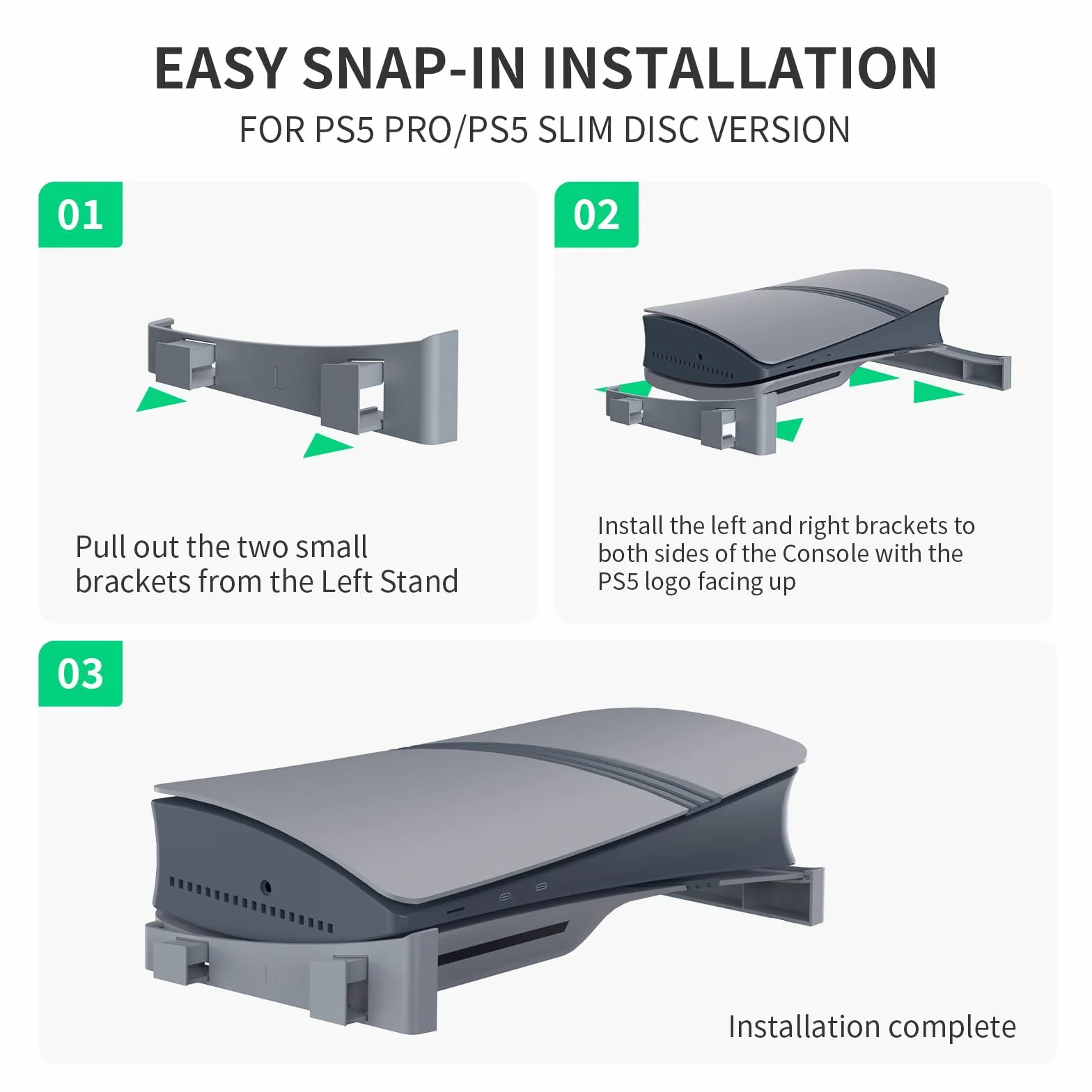 Poziomy wspornik stojaka ABS do PS5 Pro Digital i Disc do PS5 Slim Console Mount Holder akcesoria (szary)