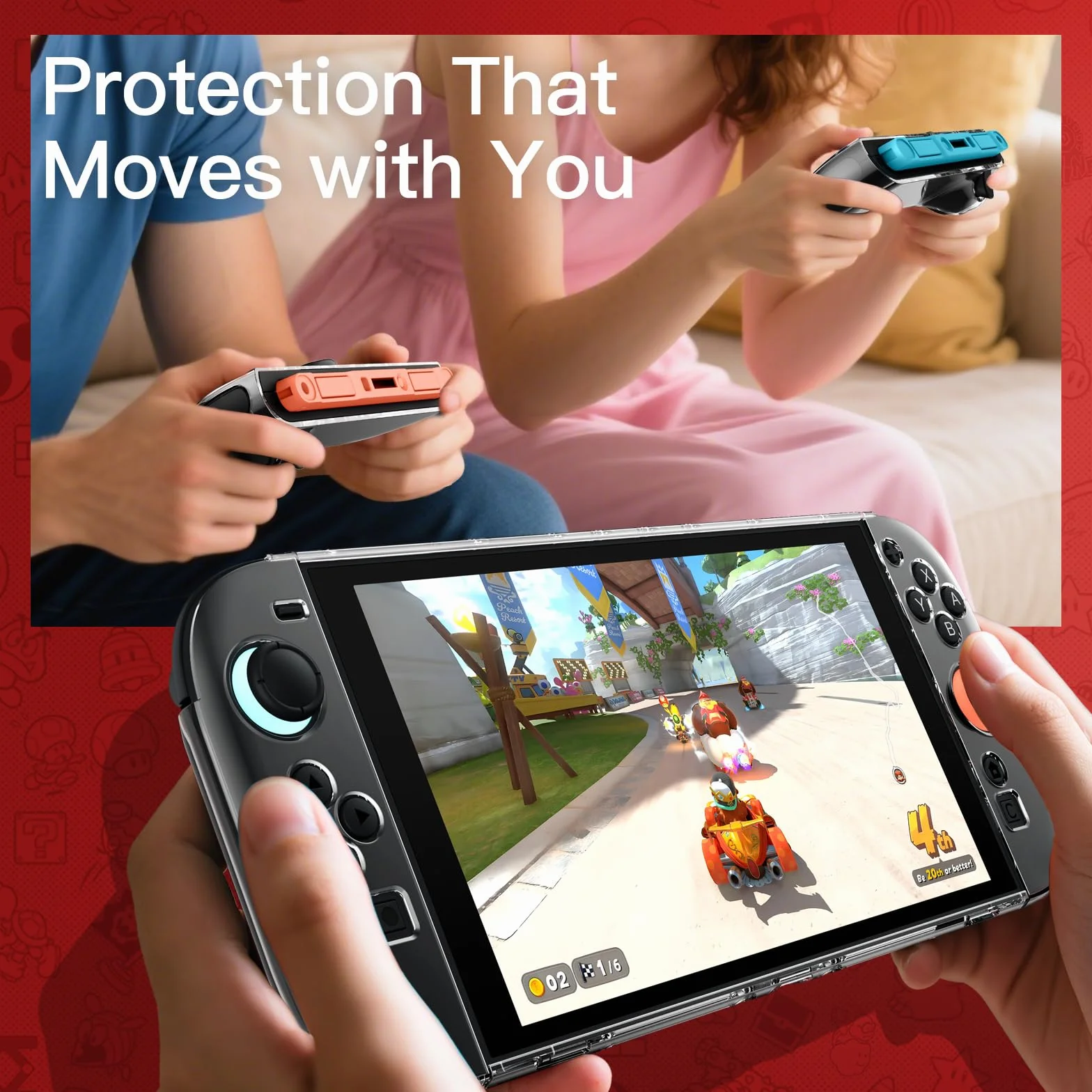 JETech Przezroczyste Dokowalne Etui dla Nintendo Switch 2 (2025) 7,9 Cala, Miękka Osłona Chwytu TPU dla Joy-Con Odłączanego, Szczupły Niosąc Ochronną PC Tylna Skorupa