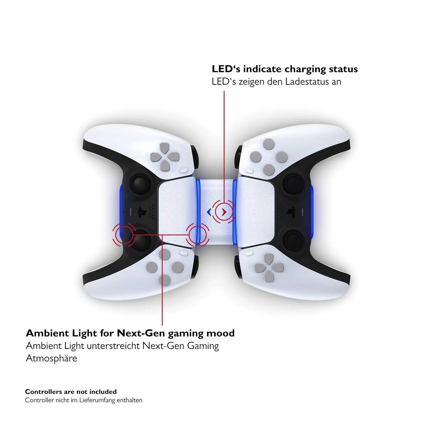 Stacja ładująca Lioncast PS5 z wyświetlaczem LED | PS5 Kontroler ładowarka do oryginalnej konsoli Sony PlayStation 5 | Akcesoria PS 5 | Bezprzewodowy kontroler DualSense
