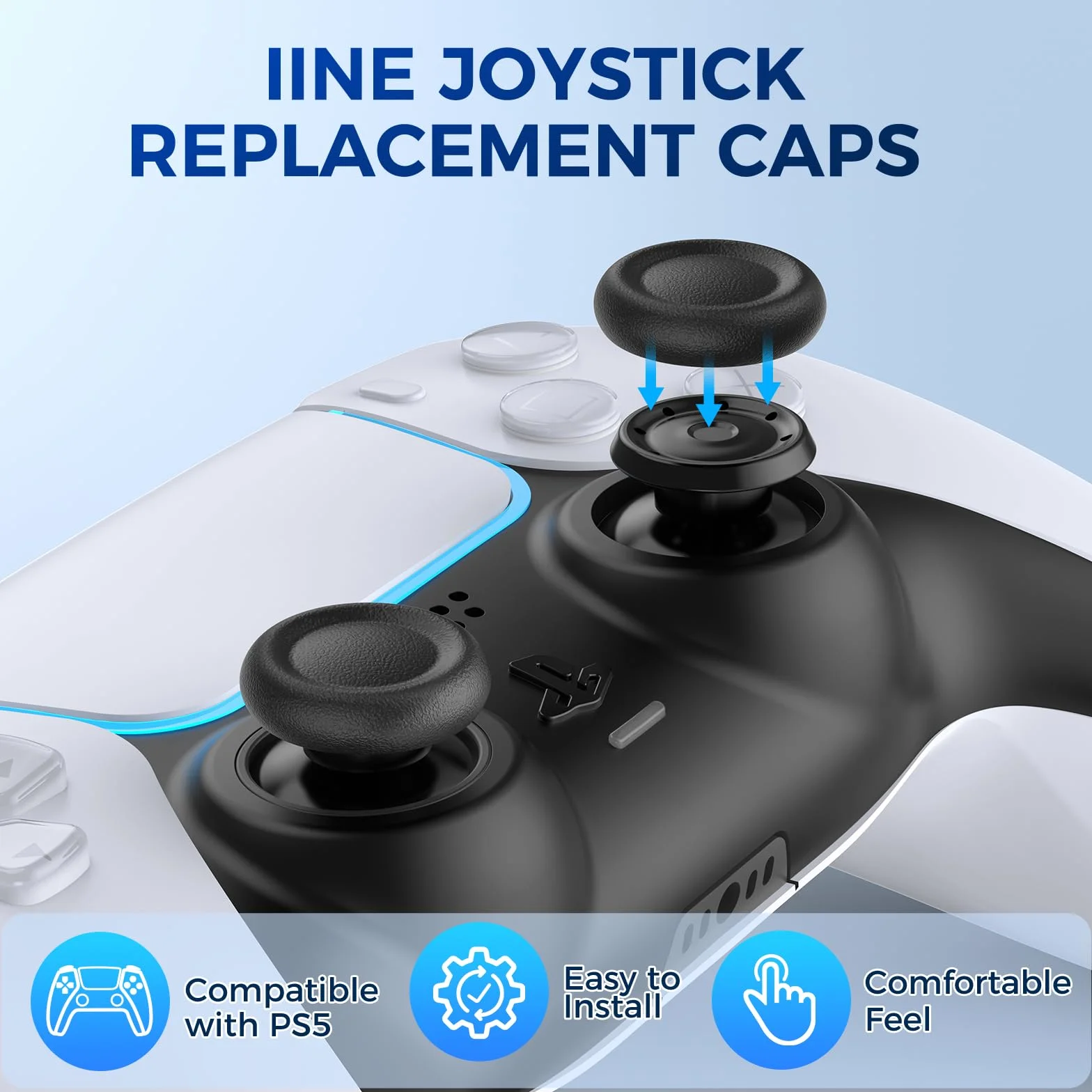 Wymienna nasadka joysticka na kciuki do kontrolera PS5/PS4, IINE PS5/PS4, osłona przycisków kontrolera, 3D, analogowa nasadka, część zamienna, akcesoria naprawcze, 6 szt