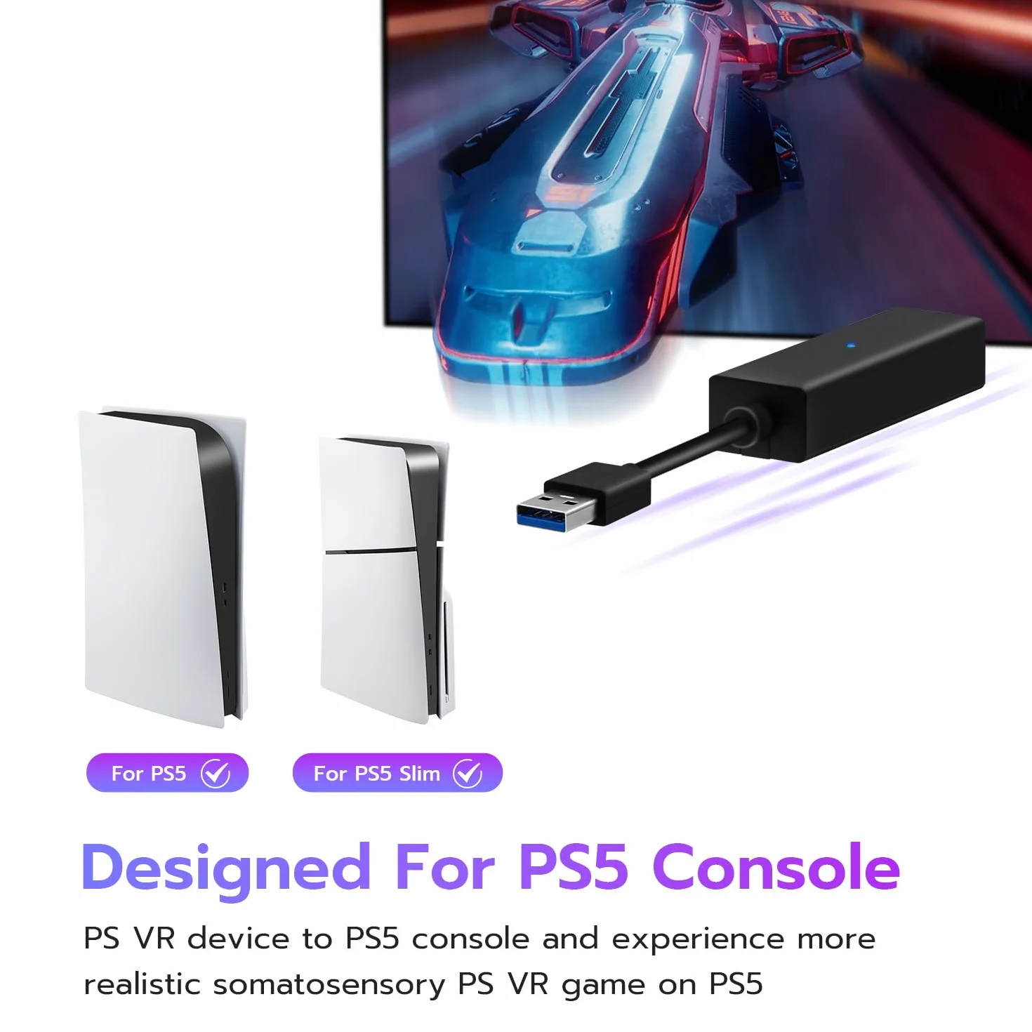 Wigearss PS5/PS5 Slim VR adapter do kamery, PS4 do PS5/PS5 Slim konwerter do PS VR