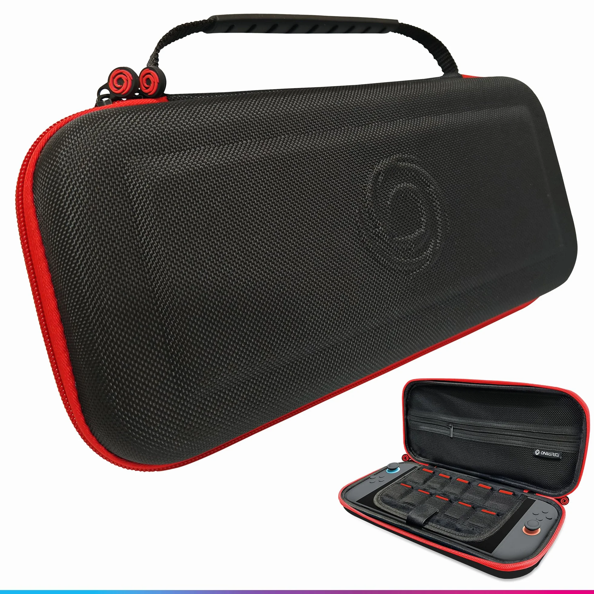Oniverse Etui ochronne kompatybilne z Nintendo Switch 2 – Sztywna wodoodporna torba z uchwytem, Wyściełane wnętrze, Miejsca na gry, Siatkowa kieszeń – Czarny