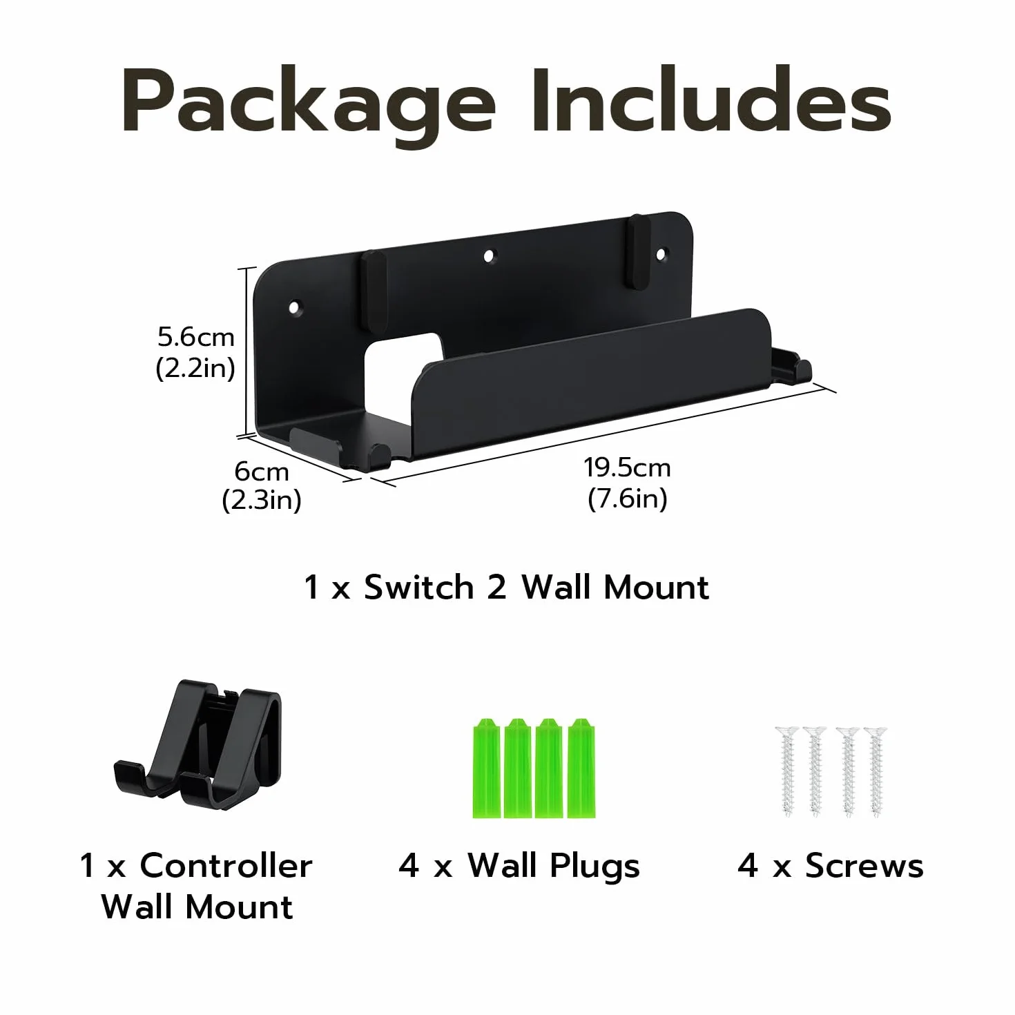 Uchwyt ścienny do przełącznika 2, kompatybilny z Switch 2, Dock, JoyCon oraz Switch Pro Controller, wytrzymały metalowy stojak, mały uchwyt z otworami wentylacyjnymi - czarny