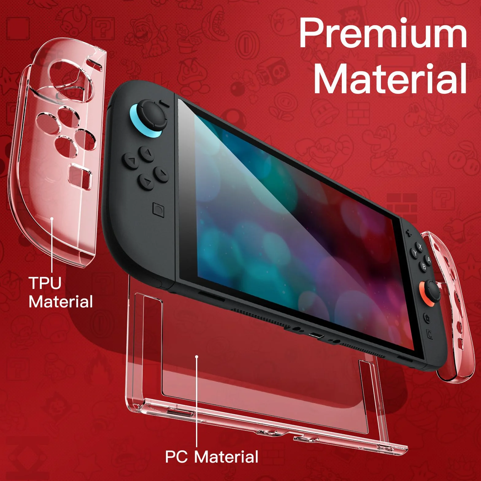 JETech Przezroczyste Dokowalne Etui dla Nintendo Switch 2 (2025) 7,9 Cala, Miękka Osłona Chwytu TPU dla Joy-Con Odłączanego, Szczupły Niosąc Ochronną PC Tylna Skorupa