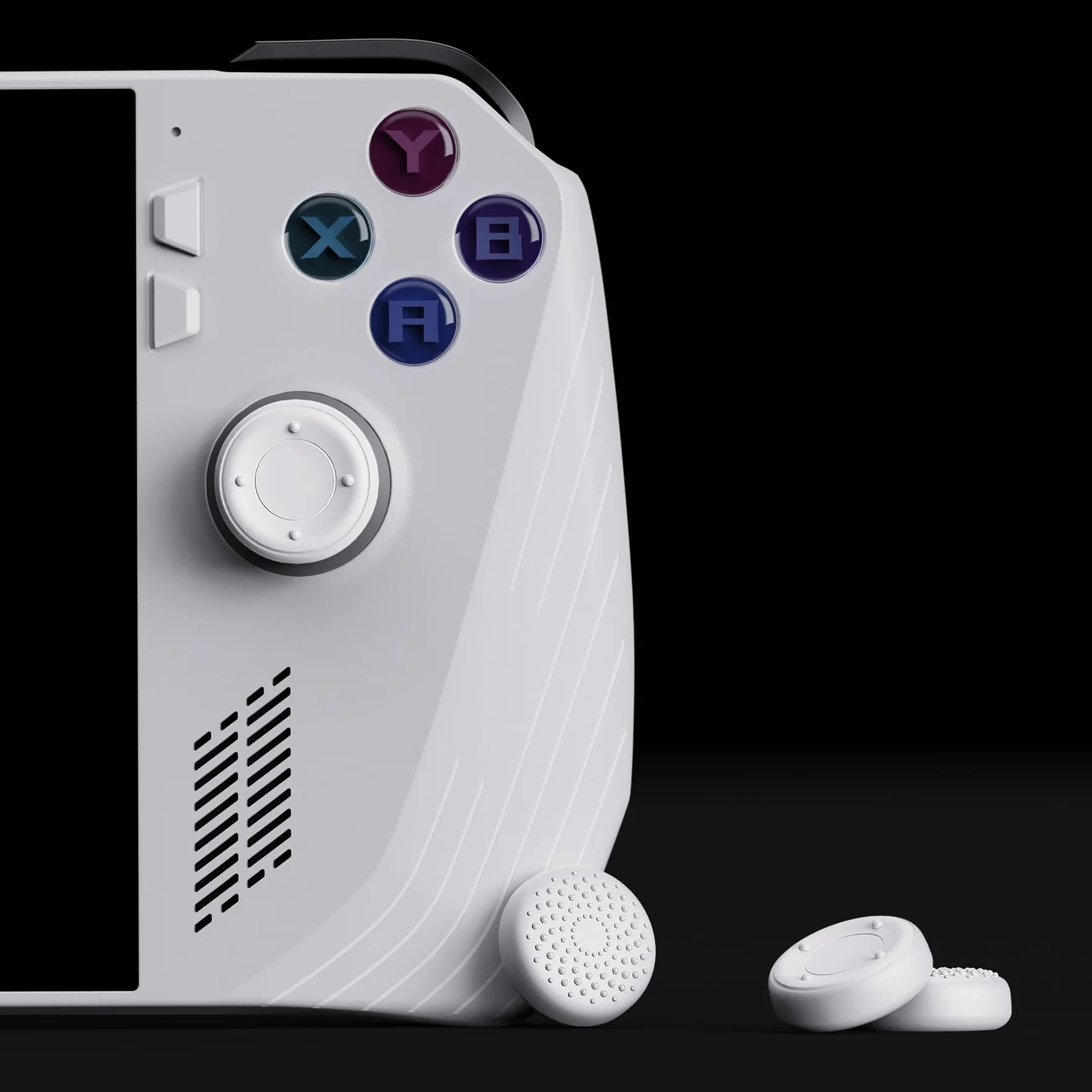PlayVital Nakładki na Kciuki Thumb Grip Caps do ROG Ally,Silikonowe Uchwytami na Joysticki do ROG Ally,Analogowa Osłona Sztyftu do ROG Ally-Biały(Podniesione Kropki & Ćwiekami Design)