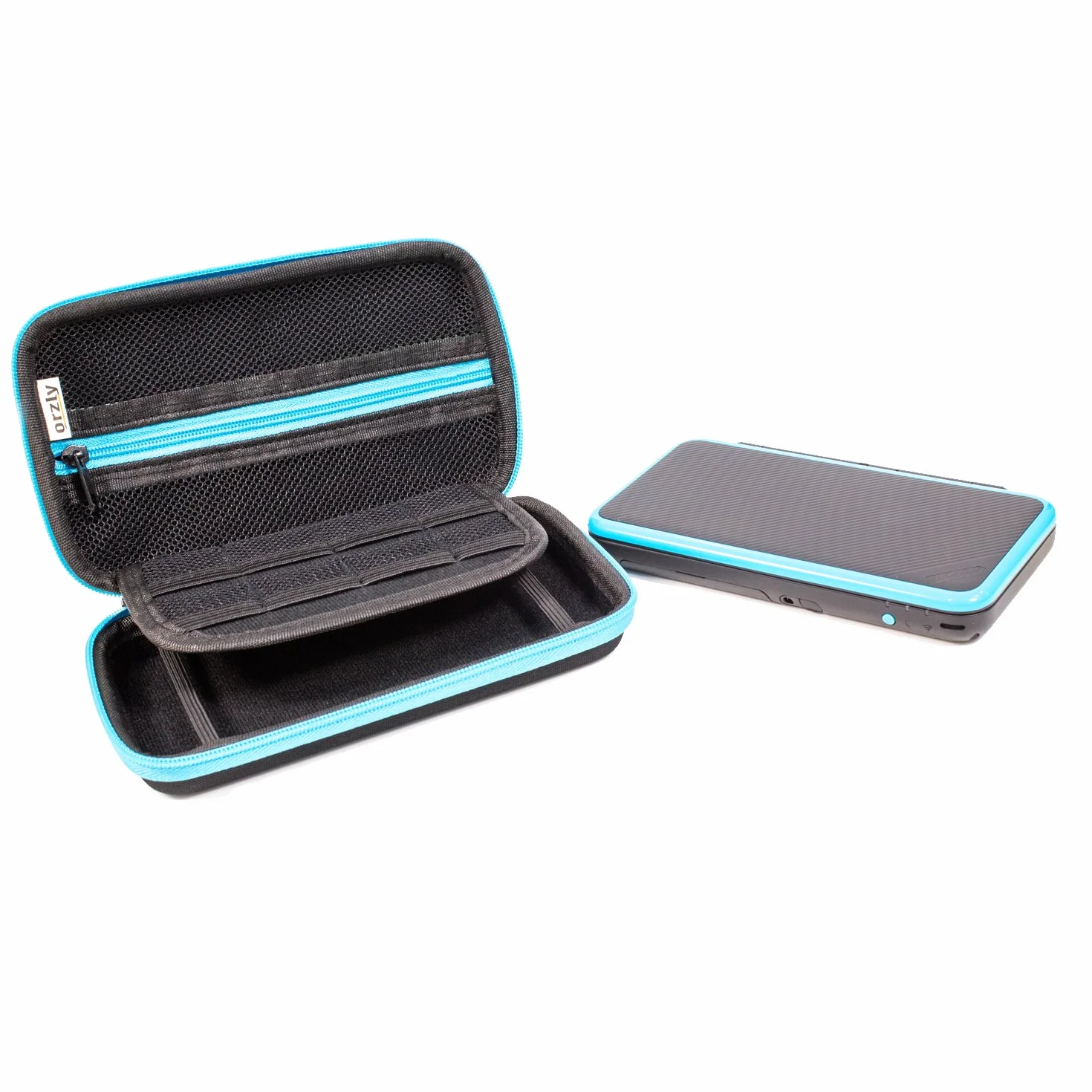 ORZLY® Etui 2DSXL, etui do nowego Nintendo 2DS XL - Ochronna twarda obudowa przenośna torba podróżna na nową konsolę 2DS XL z przegródkami na gry i kieszenią na zamek błyskawiczny, Niebieski na