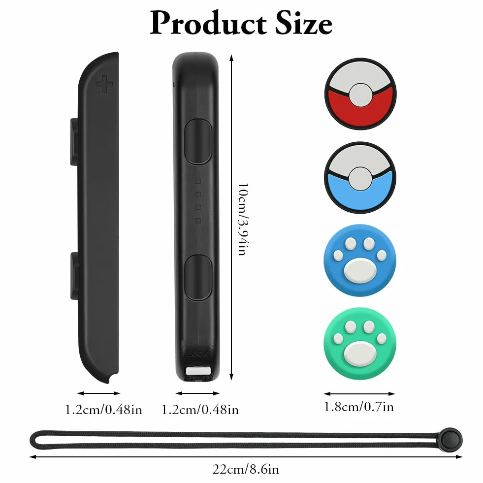 Vicloon Pasek na ręka Gamepad, 1 para pasków do Switcha Gamepada z 2 nakładkami joysticka, zapasowy pasek do Joycon