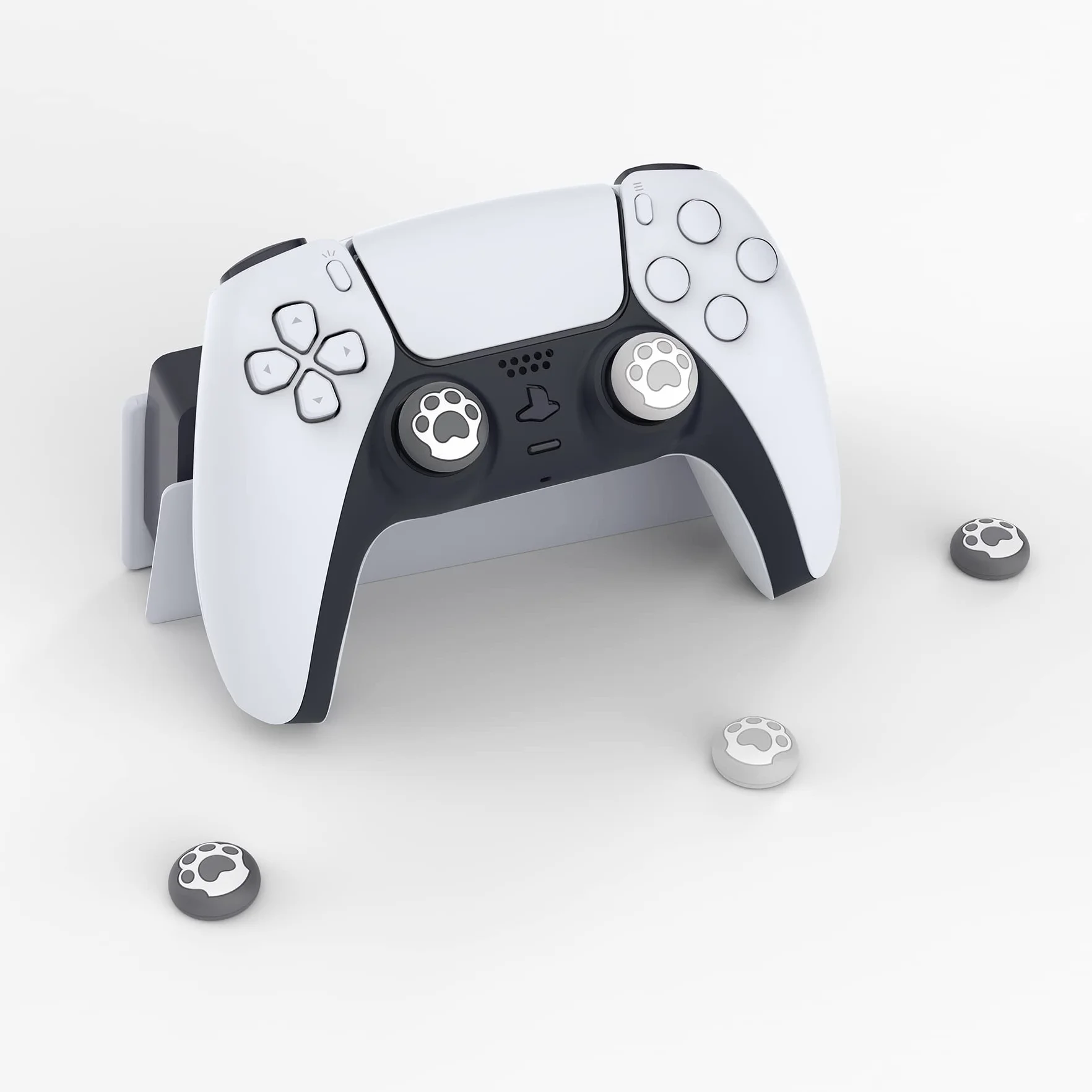 PlayVital 4PCS Thumb Grip Caps do ps5 Controller Nakładki na kciuk do ps4,Analogowa Osłona Sztyftu kompatybilny z Xbox Series X/S,Uchwytami na Kciuki do Switch Pro-Szary&Jasnoszary