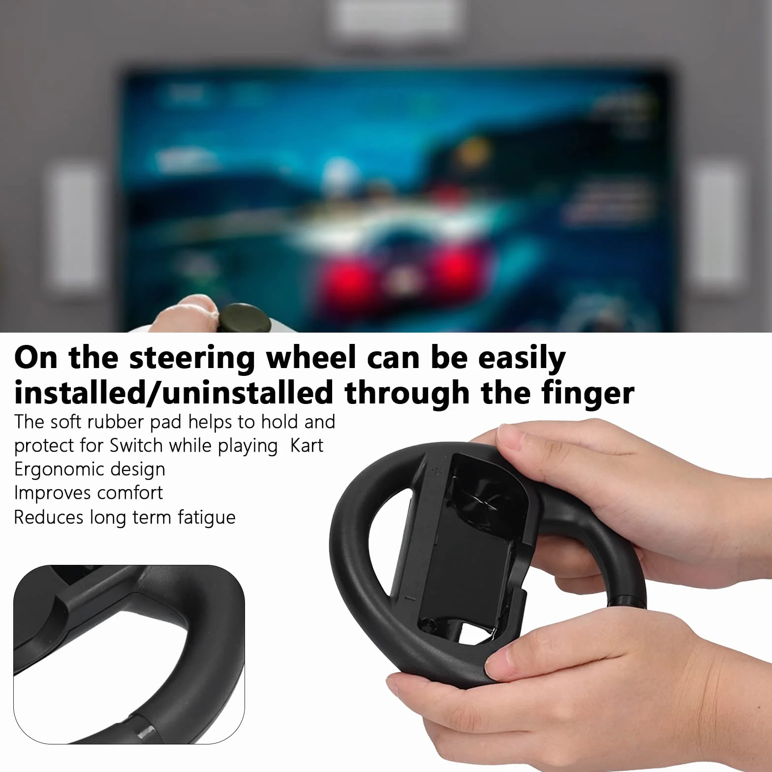 Wheel Controller, Switch Controller 2 Pack do Switch Racing Game dla dorosłych i dzieci(Czarny czarny)