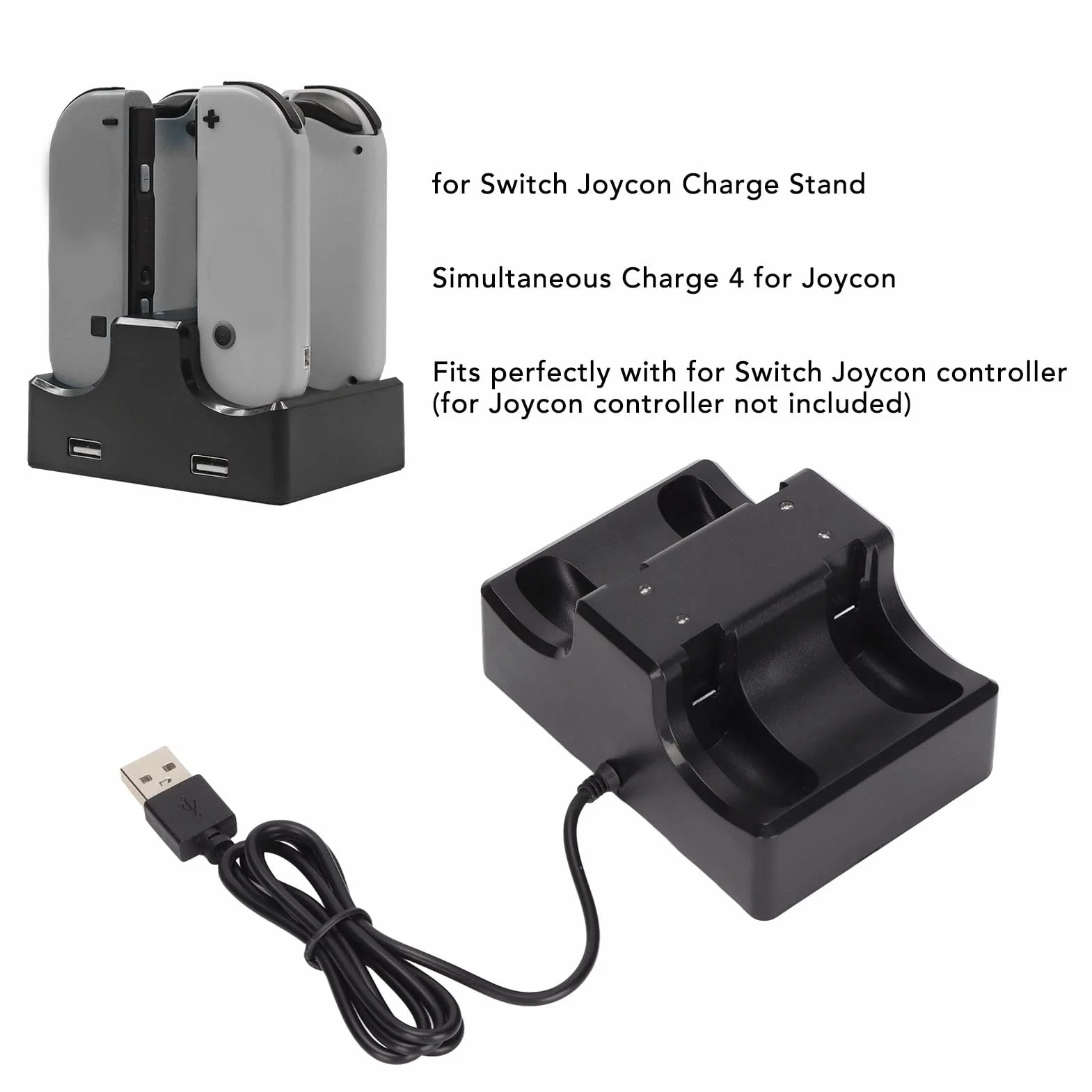 Stacja ładująca Kompatybilna z 4 w 1 Controller Ładowarka ze Wskaźnikiem LED Stacja ładująca z Kablem ładującym Typu C