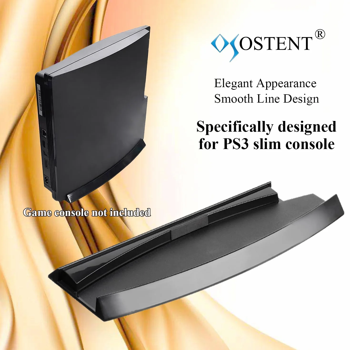 OSTENT Skid Proof Konsola pionowa Uchwyt kompatybilny dla Sony Playstation 3 PS3 Slim Konsola do gier wideo Kolor Czarny
