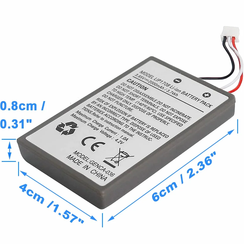 OSTENT 2000 mAh 3,65 V litowo-jonowy akumulator litowo-jonowy zamiennik do Sony PS5 DualSense Wireless Controller