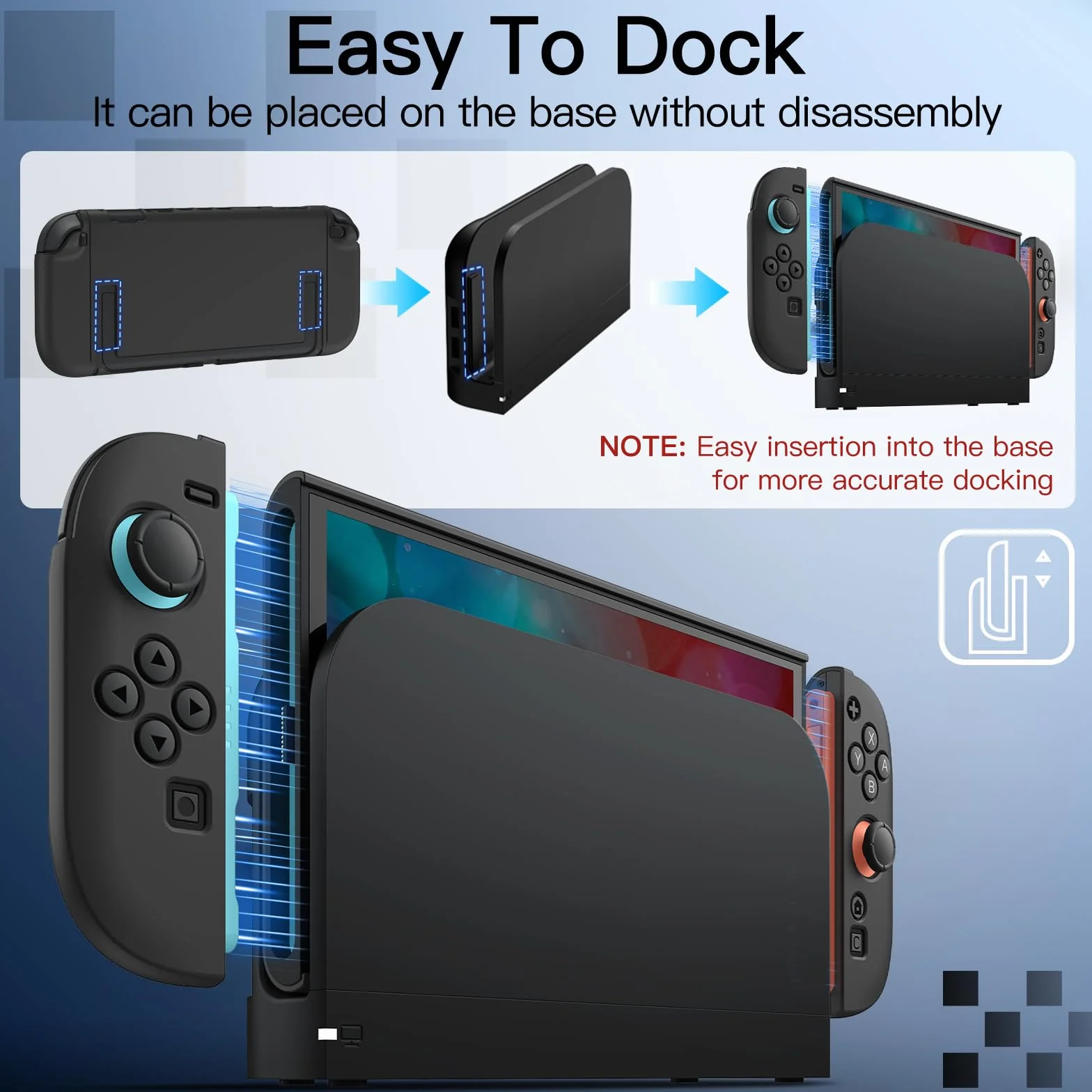 JETech Szczupły Dokowalne Etui dla Nintendo Switch 2 (2025) 7,9 Cala, Miękka Osłona Chwytu TPU dla Joy-Con Odłączanego, Matowe Niosąc PC Tylna Skorupa, Odporny na Zarysowania (Czarny)