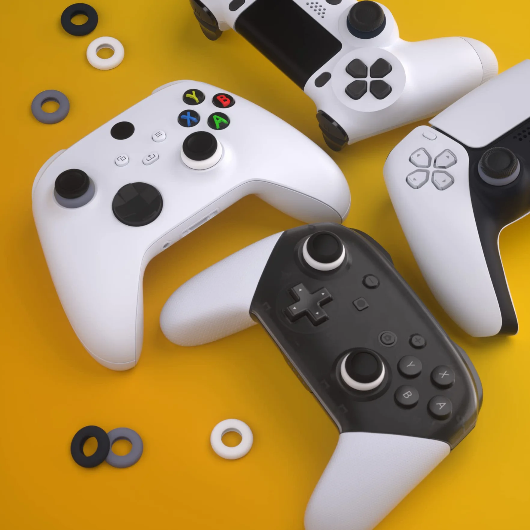 PlayVital 3 par Precision Rings do ps5/ps4 BuffeRings Silikonowe Pierścienie Assist Amortyzatory Thumbsticka do Xbox Series/One X S,do Xbox 360,do Switch Pro,do Steam Deck