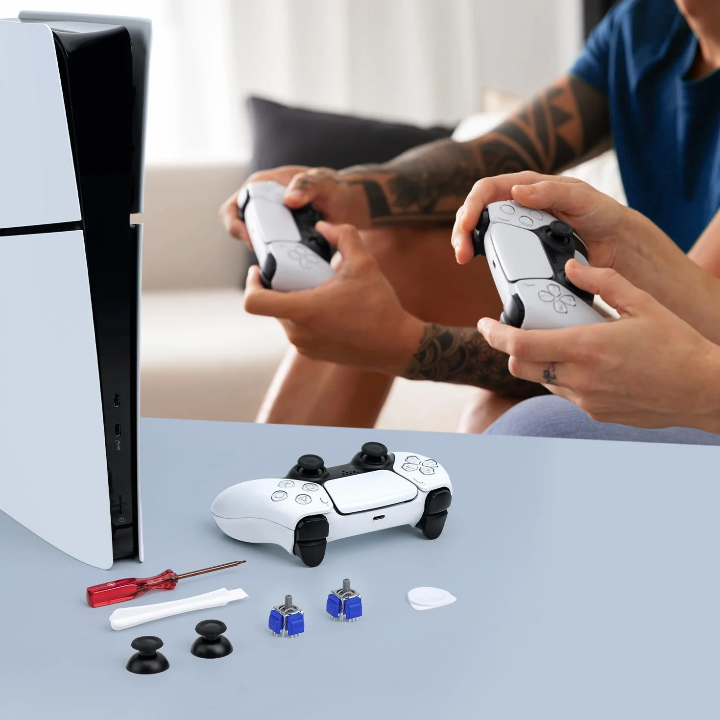 Mcbazel TMR elektromagnetyczne joysticki narzędzie zastępcze do kontrolera PS5, akcesoria zamienne z analogową nasadką 3D do kontrolera PS5 DualSense / DualSense Edge