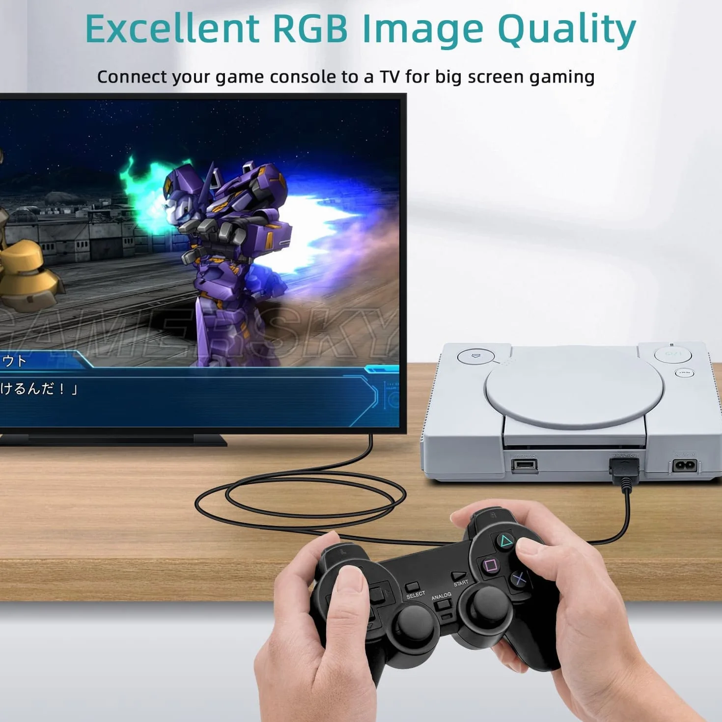 Gam3gear prawdziwy kabel RGB SCART przewód AV do PS3 PS2 PS1 PAL - NIE do HDMI
