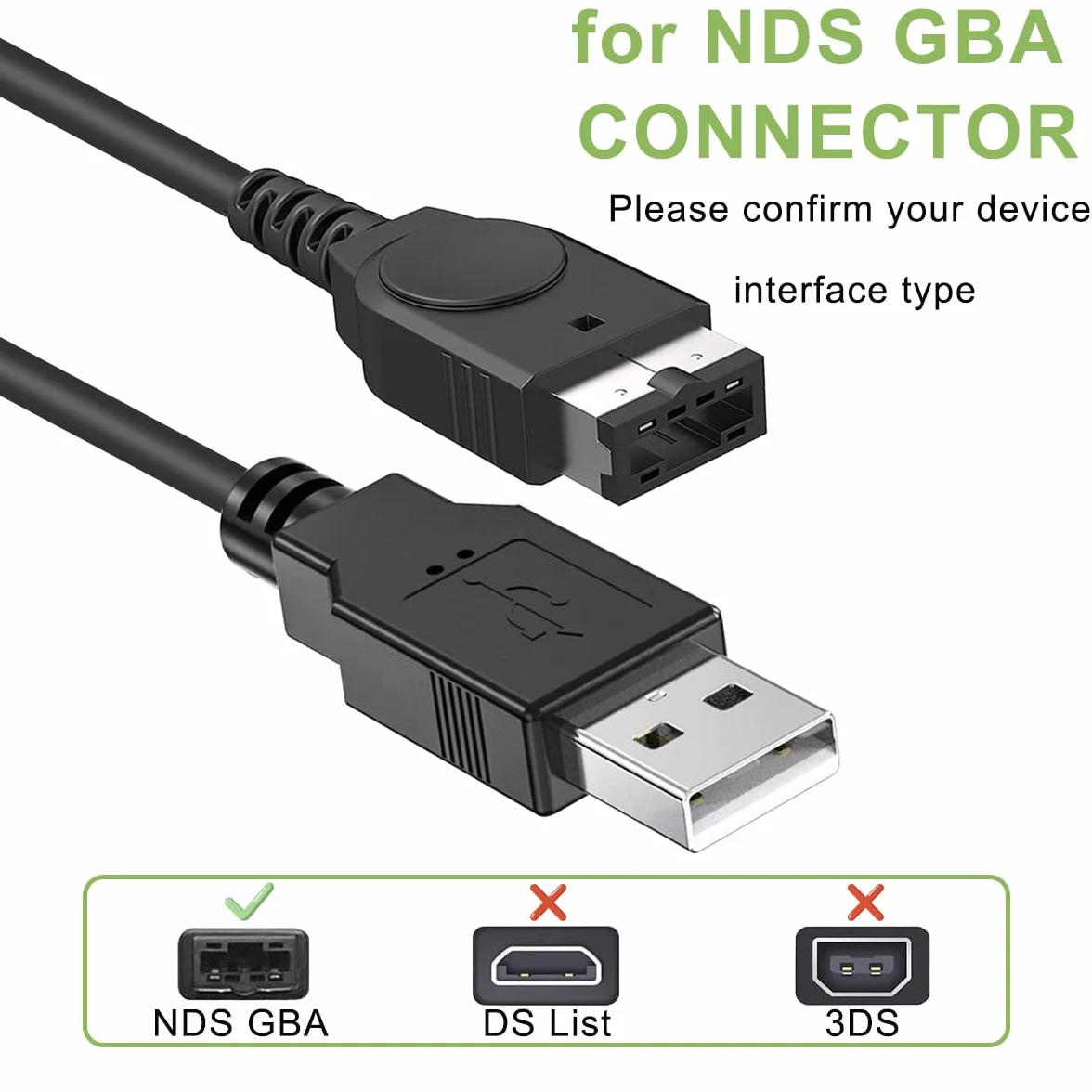 Xiatiaosann Kabel do ładowania USB GBA SP, do GBA Link Connect, do ładowania zasilania NDS, konsoli DS (NDS), do Game-boy Advance SP (1,2 m)