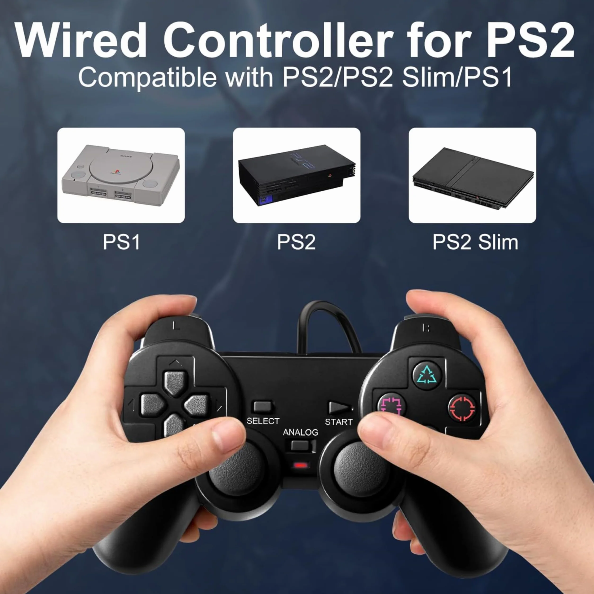 Kontroler PS2 Gamepad z kablem kompatybilny z grami wideo Controller PS2 Ps1 Ps one PSX Joypad