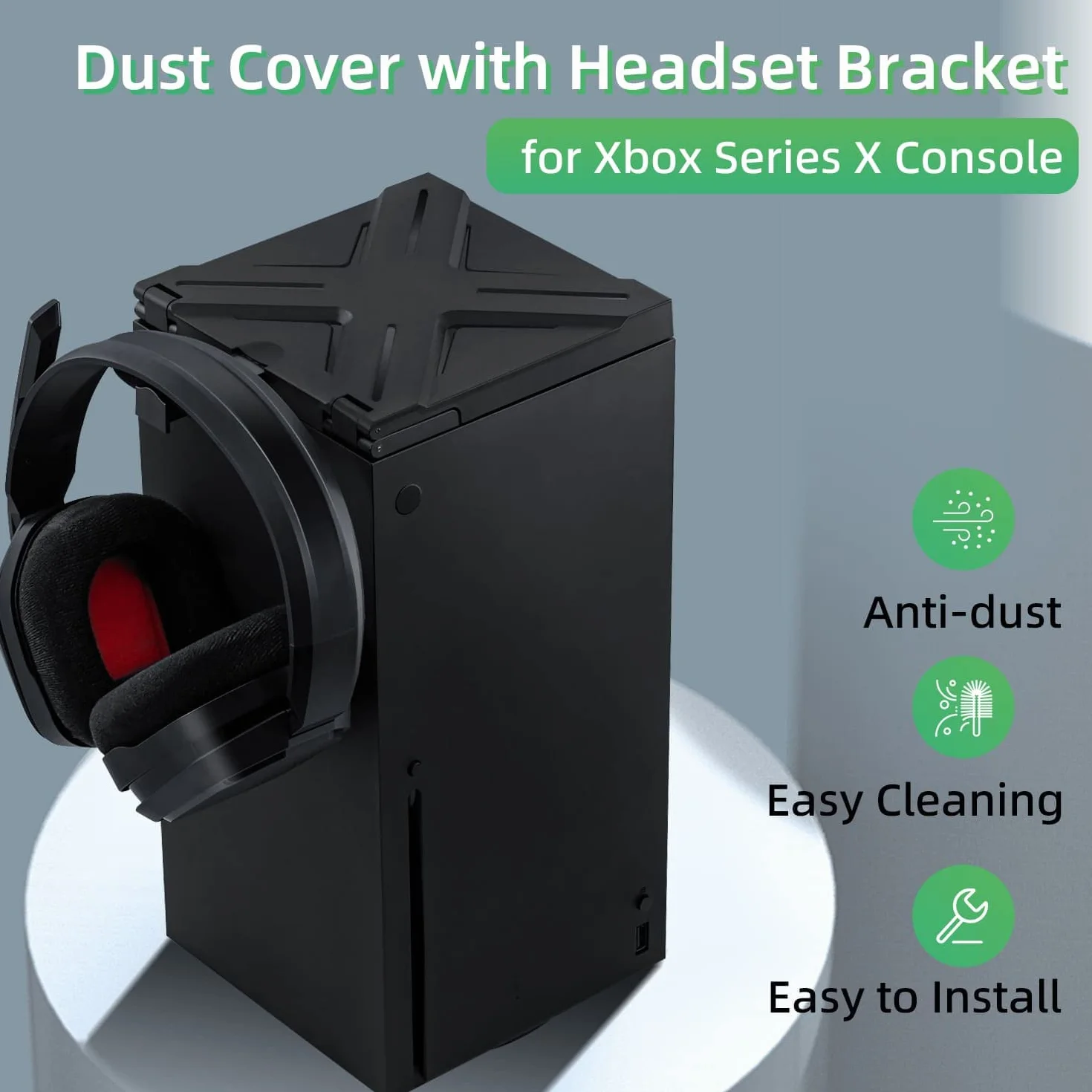Wigearss Osłona przeciwpyłowa do Xbox Series X z uchwytem na słuchawki