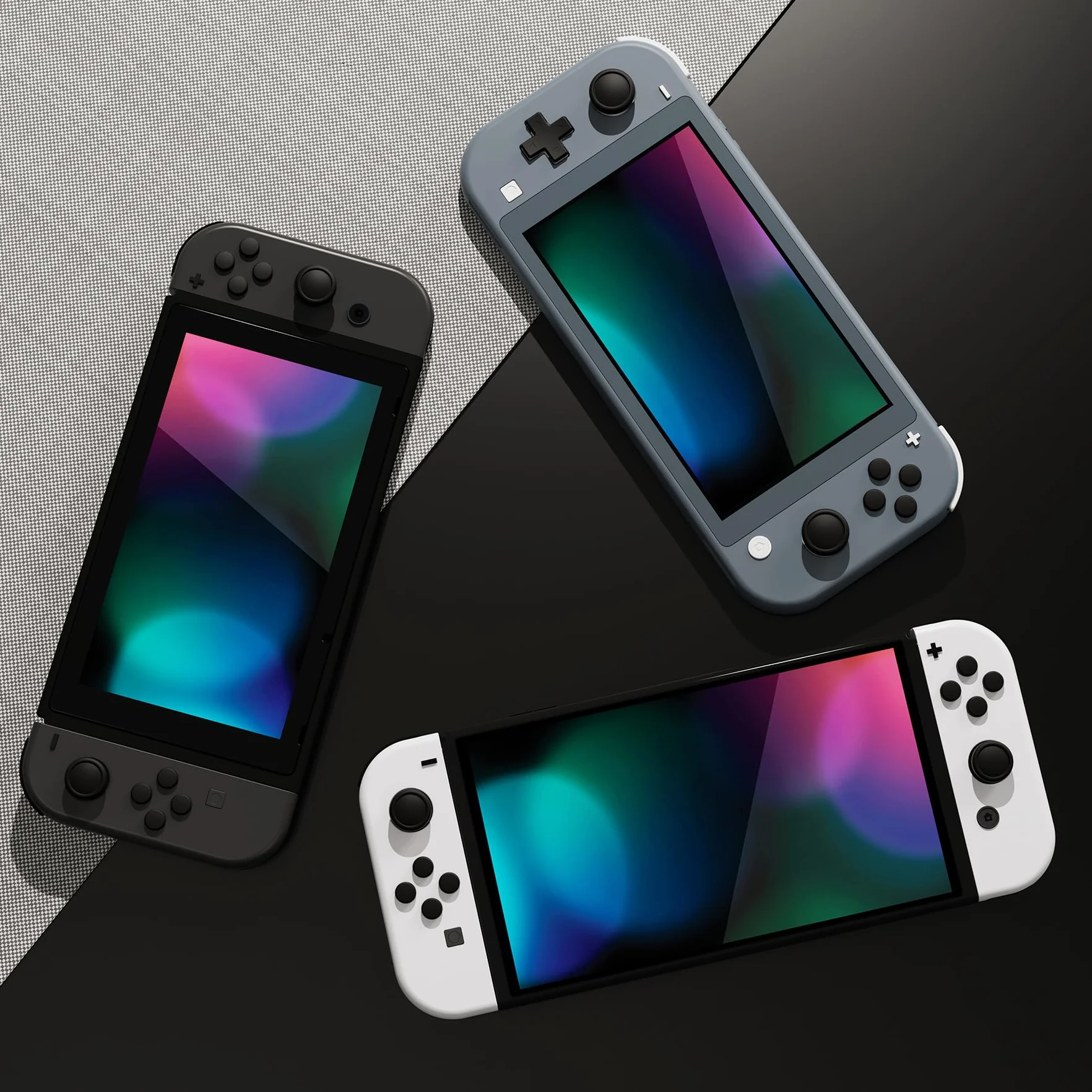 PlayVital Joystick Caps do Nintendo Switch/Lite/OLED Joycon Akcesoria,Ochrona Sticka Analogowego z Naklejkami na Przyciski ABXY i Pokrywą D-Pad w Kształcie Krzyża-Czarny