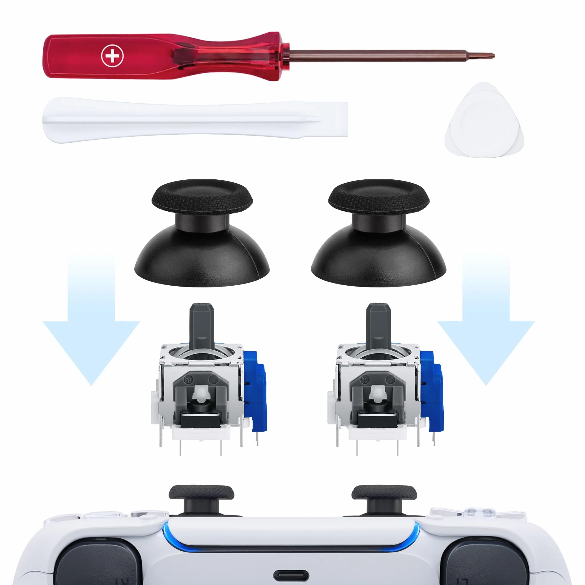 Tolesum Zestaw zamienny analogowego joysticka TMR Effect do kontrolera Dual Sense PS5 z narzędziami naprawczymi (wymagane spawanie) Bez dryftu – czarny