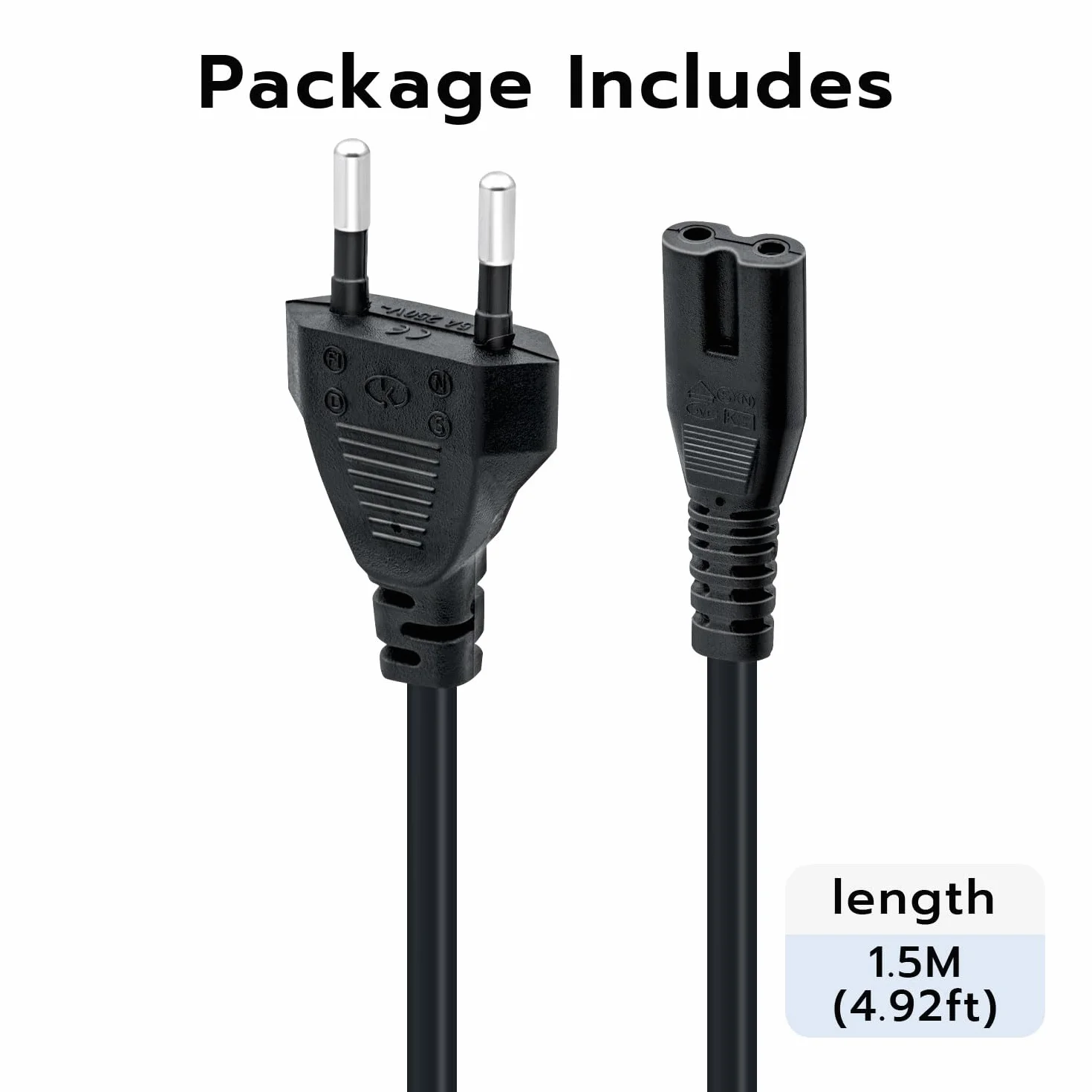 Mcbazel 1,5M EU Plug C7 Bipolar 2 Kabel zasilający do PS5 / PS4 / PS3 / Xbox Series X/S - Czarny