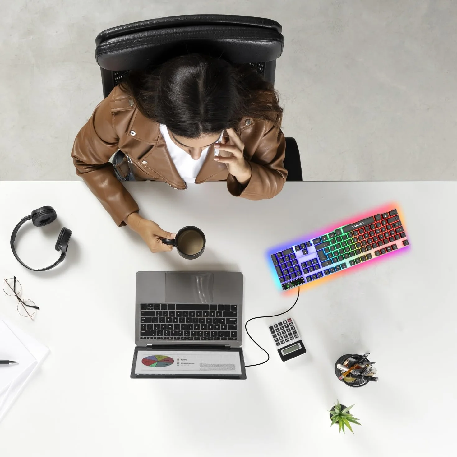 Retoo Klawiatura gamingowa z dynamiczną diodą RGB LED, trwała i ergonomiczna membrana QWERTY do komputera, precyzyjne i słyszalne przyciski multimedialne, do gier, 43,5 x 14,5 x 2,5 cm
