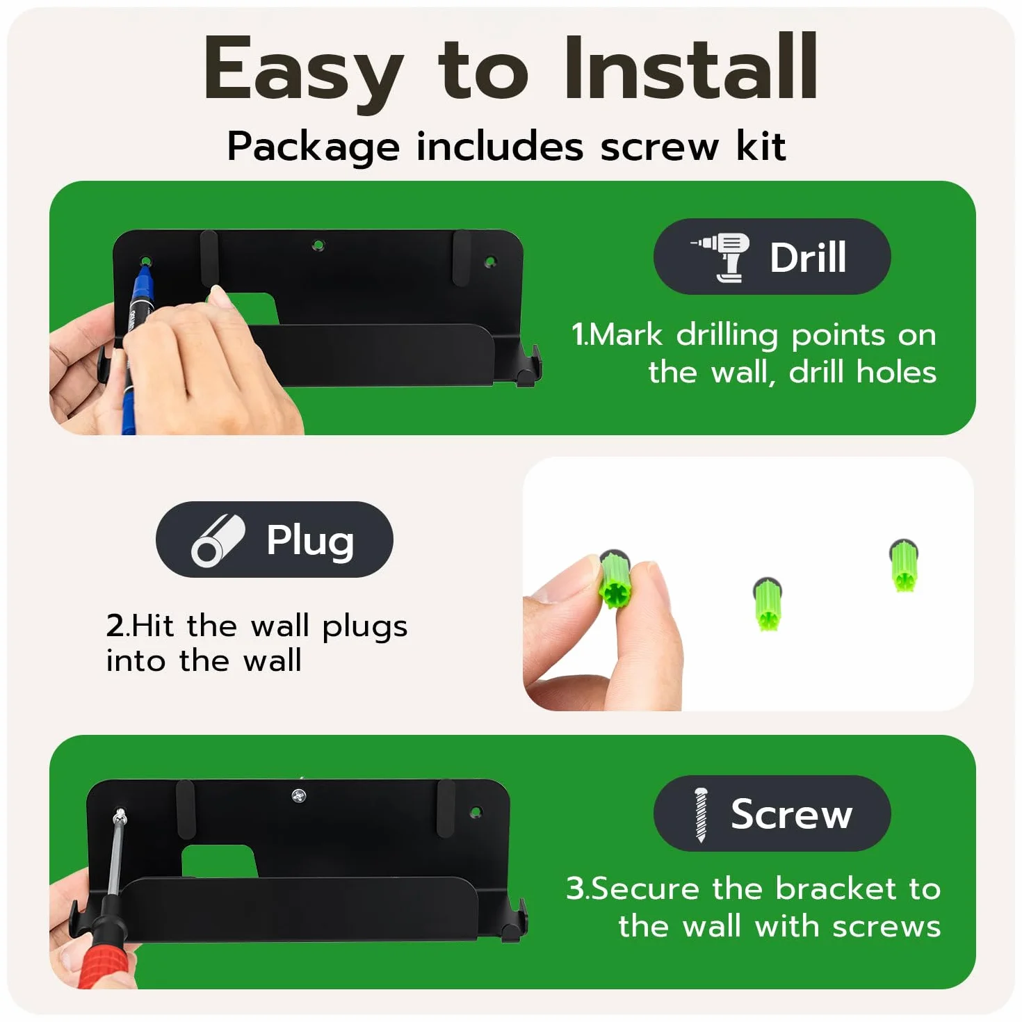 Uchwyt ścienny do przełącznika 2, kompatybilny z Switch 2, Dock, JoyCon oraz Switch Pro Controller, wytrzymały metalowy stojak, mały uchwyt z otworami wentylacyjnymi - czarny