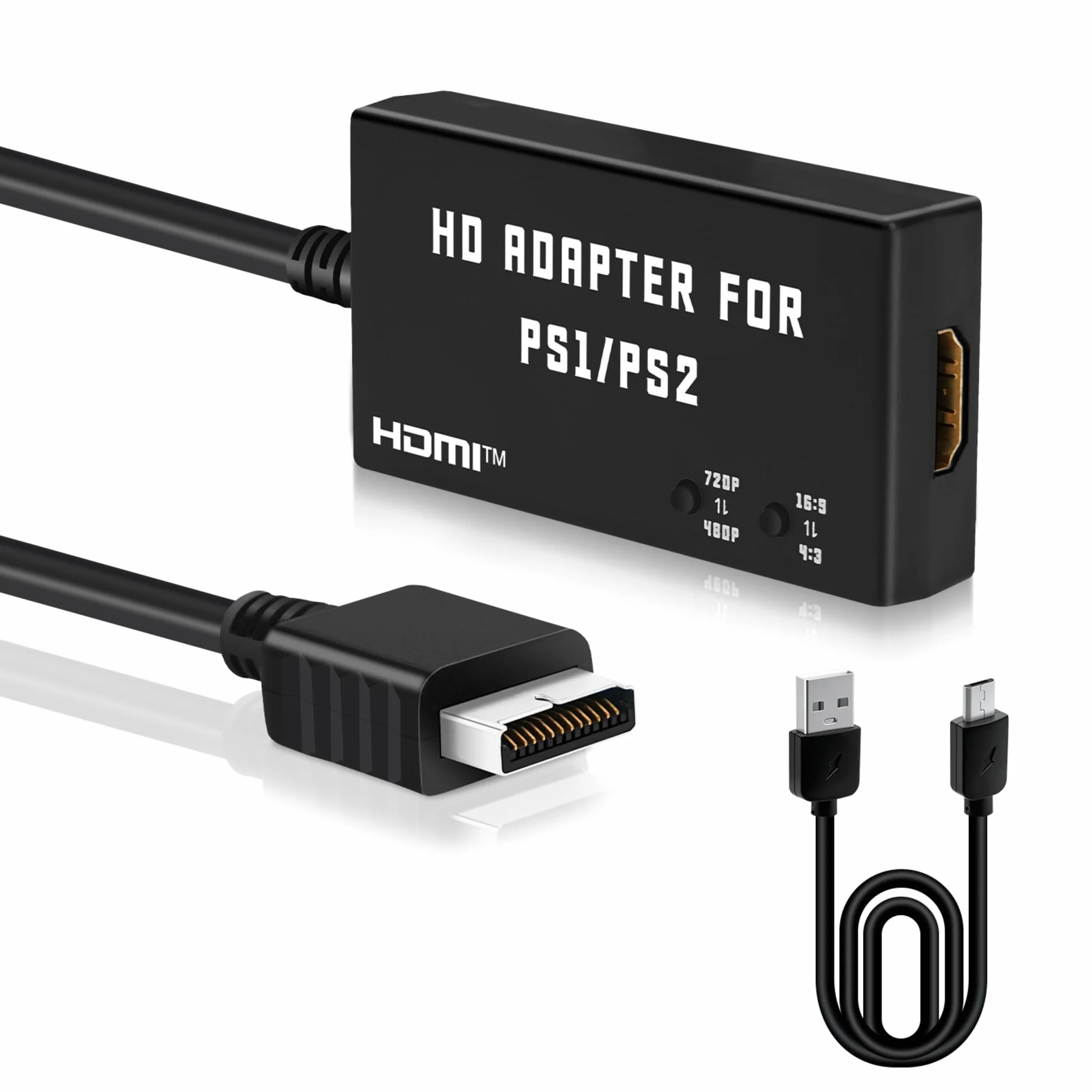 Mcbazel Adapter PS1/PS2 na HDMI, wielofunkcyjny adapter kabla HDTV HDMI do PS1/PS2/PS One