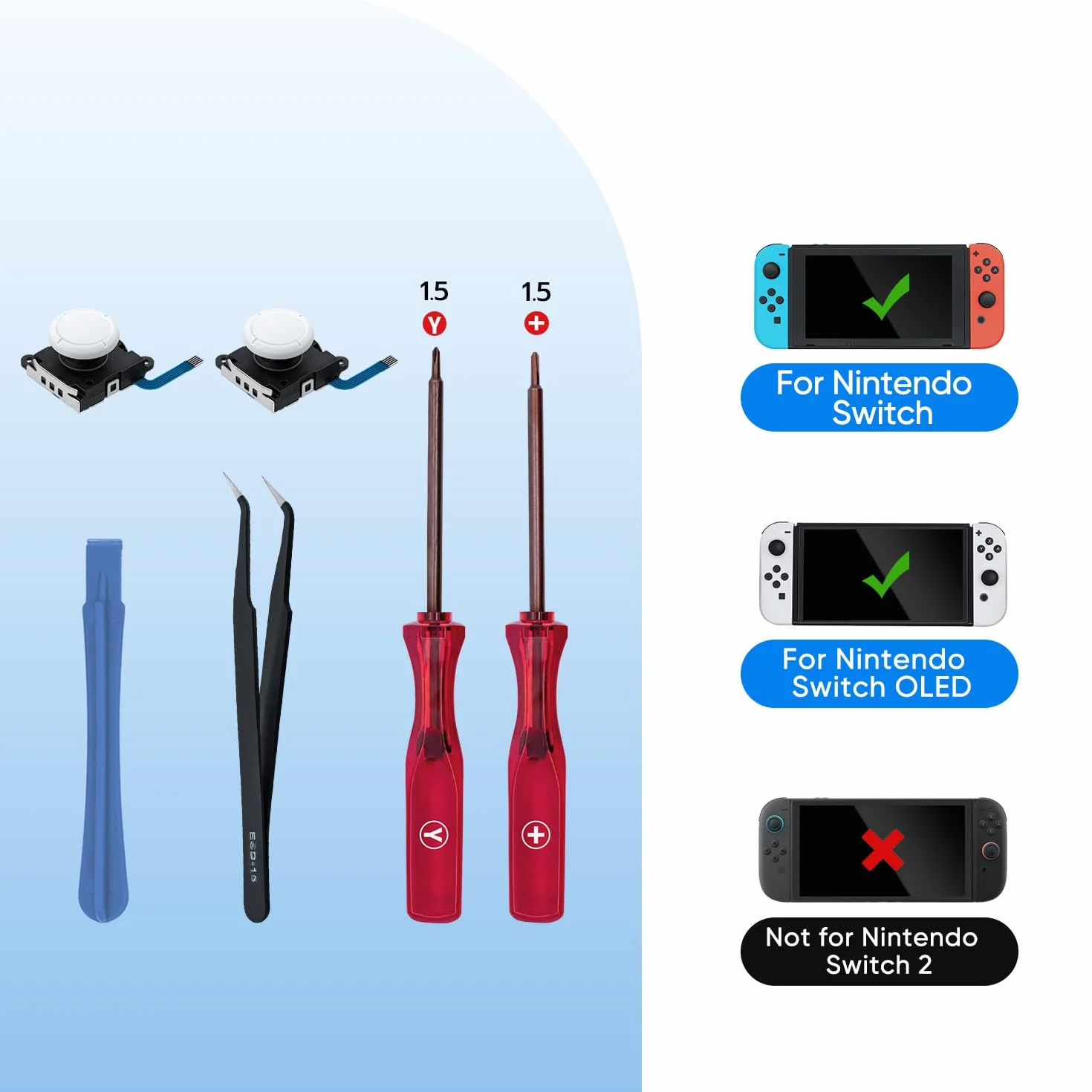 Wigearss 3D analogowy zamiennik joysticka, analogowy i zestaw narzędzi naprawczych do przełączników NS / przełącznika OLED Joy-z kontrolerem / przełącznikiem Lite