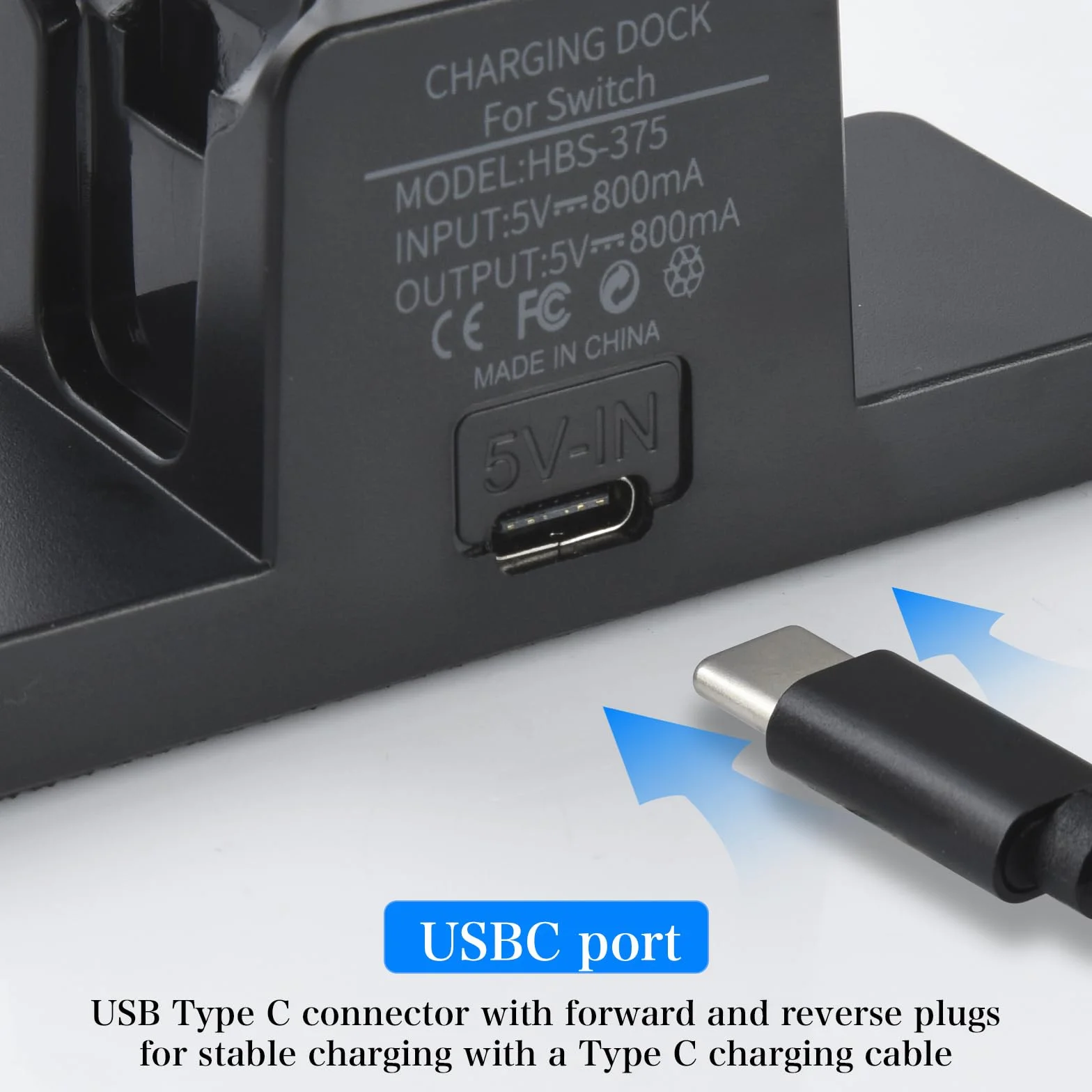 ELUTENG Stacja ładująca do kontrolera, kontrolera, stacja ładująca kompatybilna z Nintendo Switch JoyCons, Ladesta Tion ze wskaźnikiem LED i kablem USB typu C 3-3FT