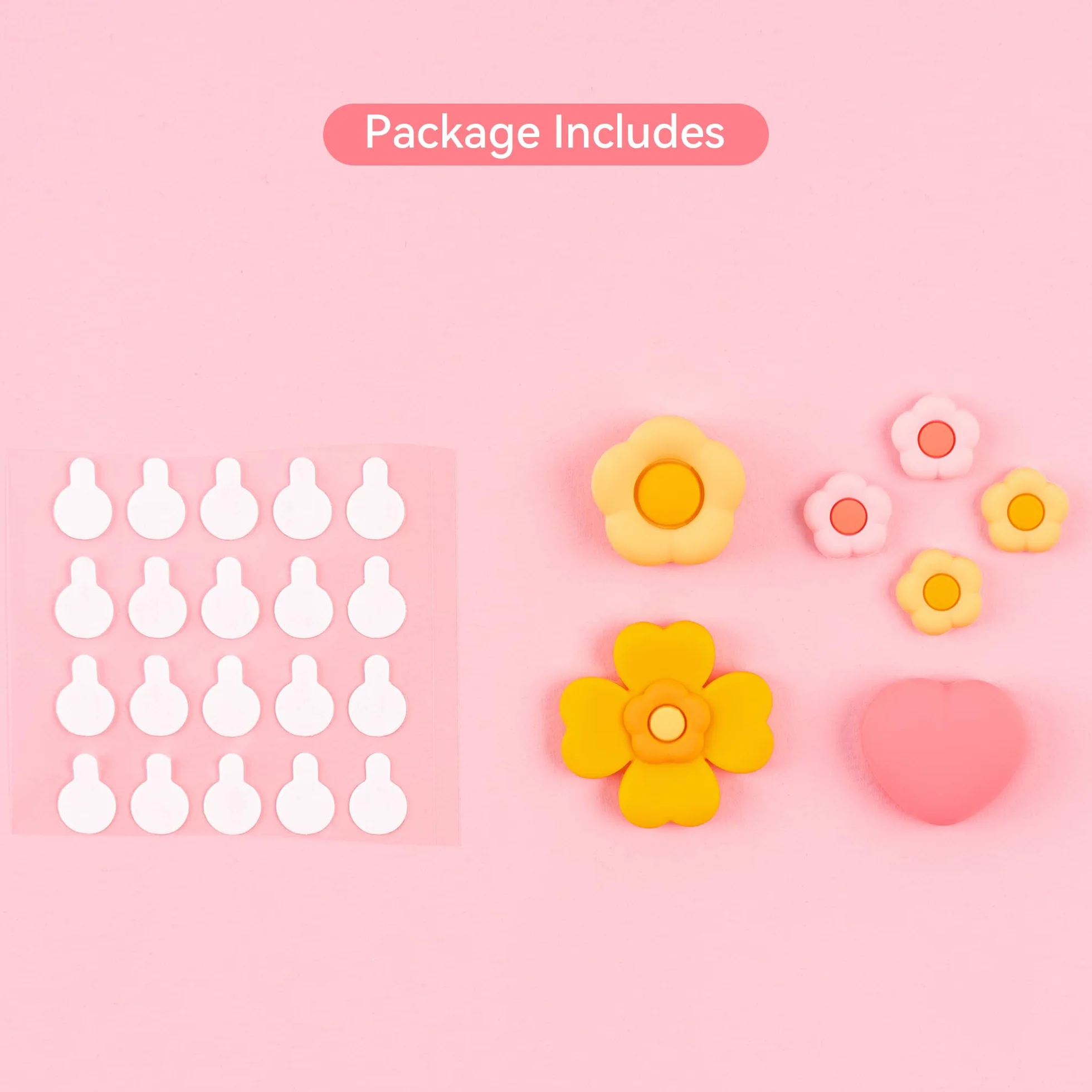 GeekShare Pink Cross D-Pad Button Caps Silicone Thumb Grips Sets, ABXY Key Buttons Sticker Joystick Cover Caps Compatible with Switch/OLED - Heart and Flower