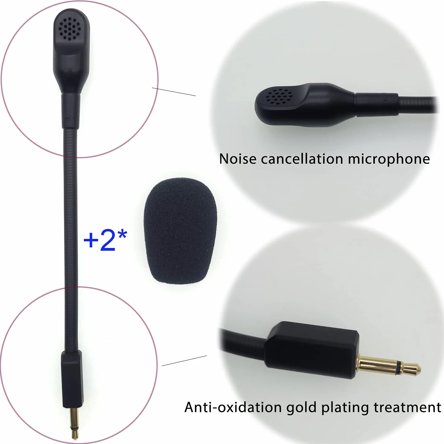 Zamiennik mikrofonu pasuje do bezprzewodowych zestawów słuchawkowych do gier Razer BlackShark V2, V2 Special Edition, redukcja szumów 3,5 mm Jack Boom BlackShark zestaw mikrofonów do gier PC z 2 szt.