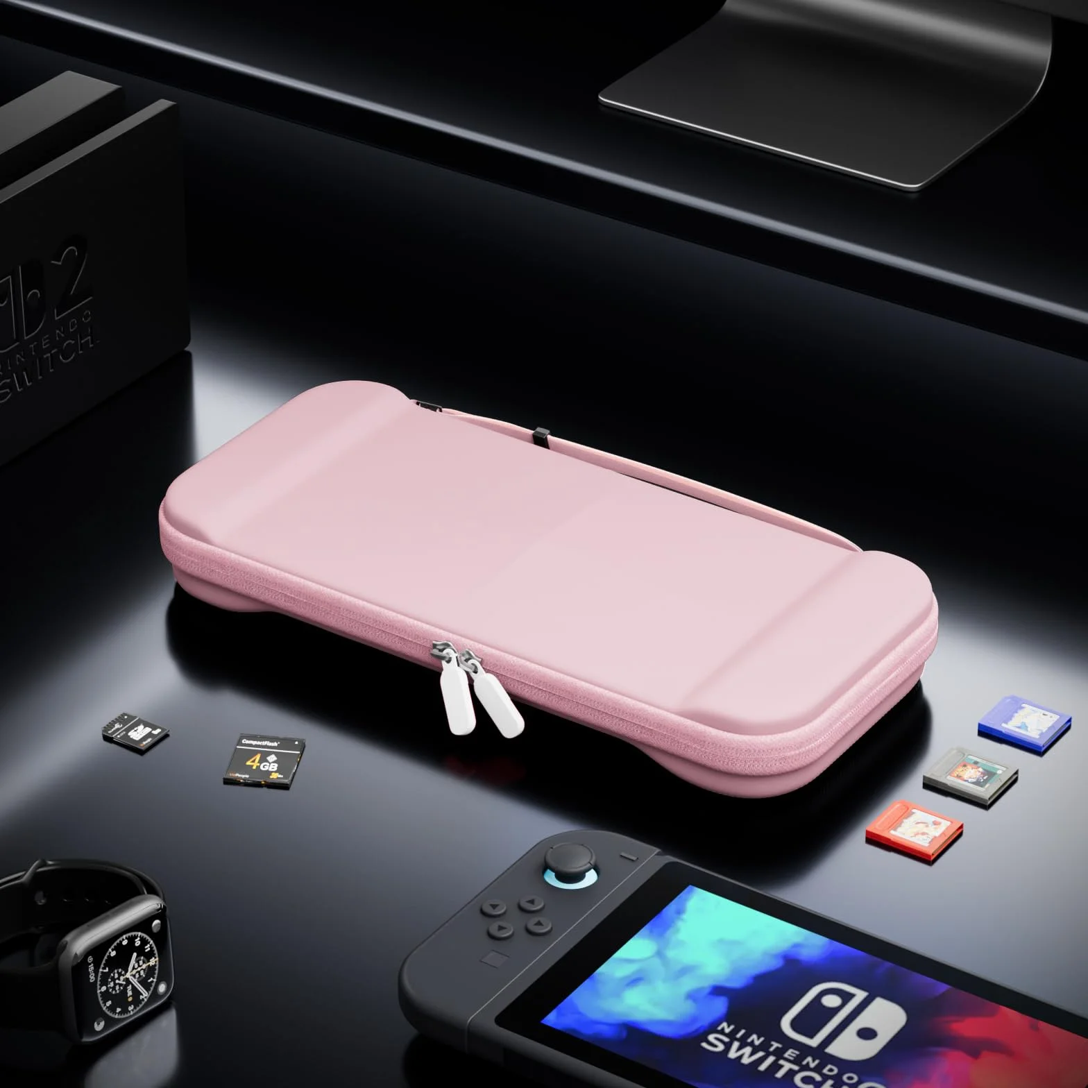 ProCase Leicht Tragetasche for 2025 Nintendo Switch 2, z 12 przegródkami na karty do gier, schutzhülle na konsolę i akcesoria - Rosa, schlank