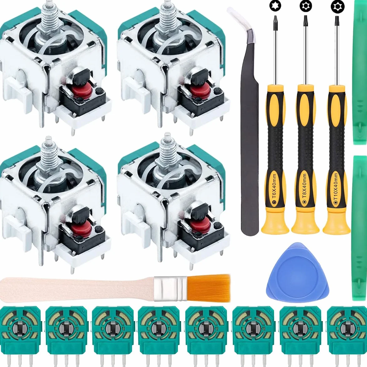 4-częściowy zestaw naprawczy do kontrolerów, analogowe joysticki 3D, joysticki, pałeczki na kciuki, część zamienna do kontrolera Xbox One Elite Series 2 z potencjometrem, szczotka do