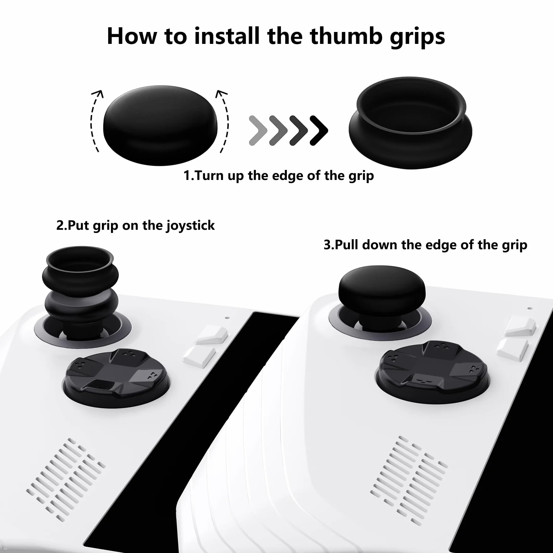 PlayVital Nakładki na Kciuki Thumb Grip Caps do ROG Ally,Silikonowe Uchwytami na Joysticki do ROG Ally,Analogowa Osłona Sztyftu do ROG Ally-Biały(Podniesione Kropki & Ćwiekami Design)