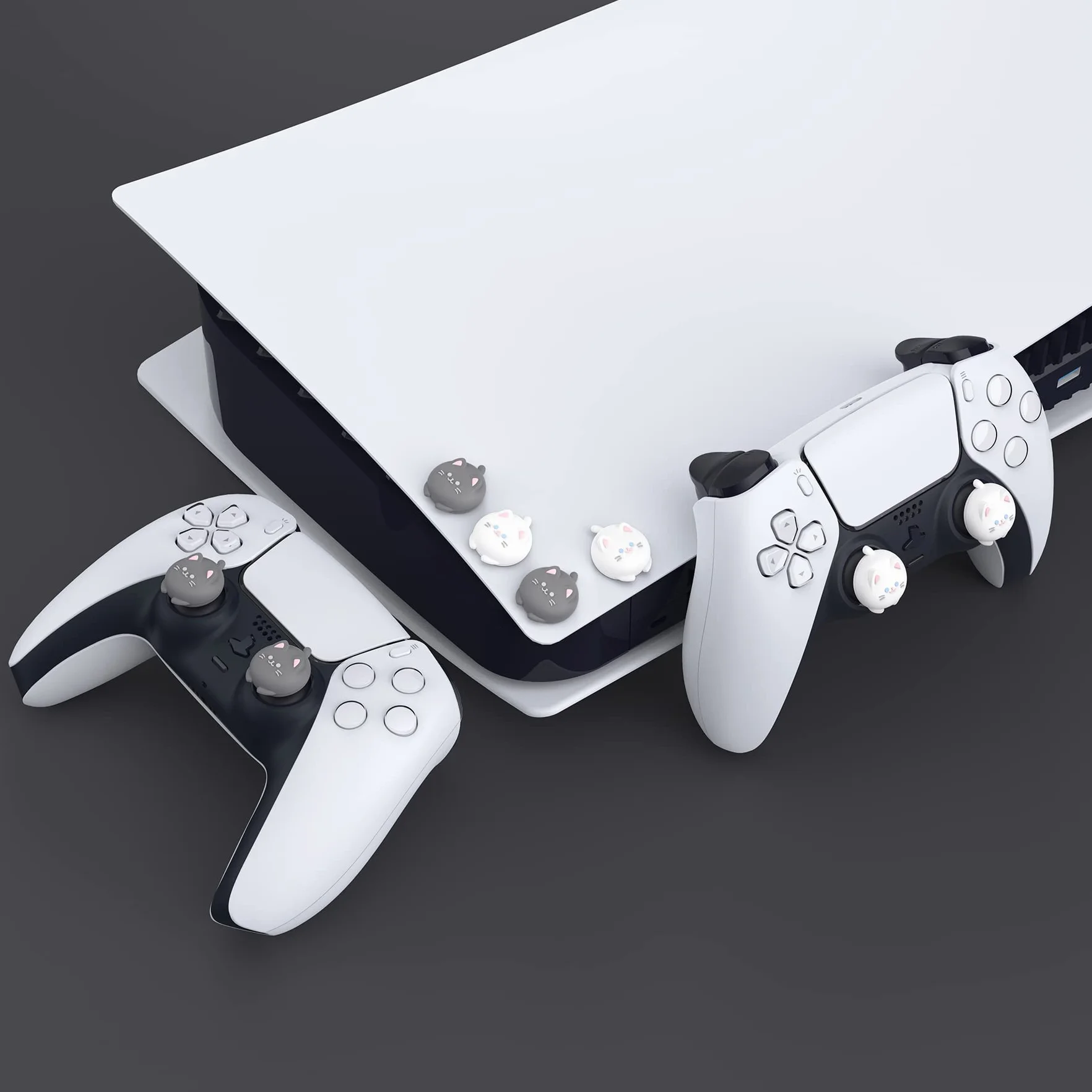 PlayVital 4PCS Thumb Grip Caps do ps5 Controller Nakładki na kciuk do ps4,Analogowa Osłona Sztyftu kompatybilny z Xbox Series X/S,Uchwytami na Kciuki do Switch Pro-Kociak