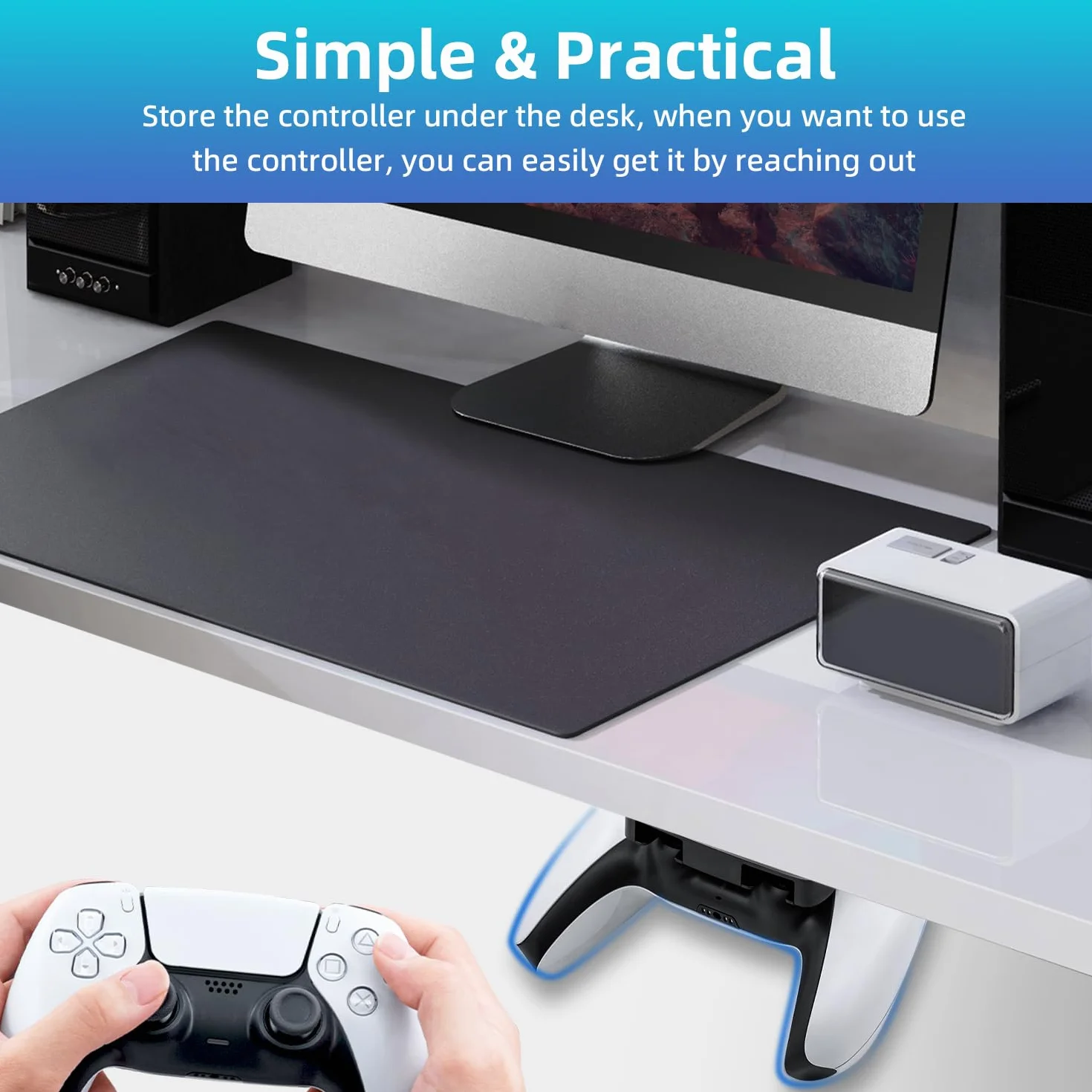 2 szt. Uchwyt na kontroler PS5 Joystick, poziomy stojak na kontroler do gier planszowych i stojak do przechowywania z taśmą samoprzylepną do kontrolera PS4