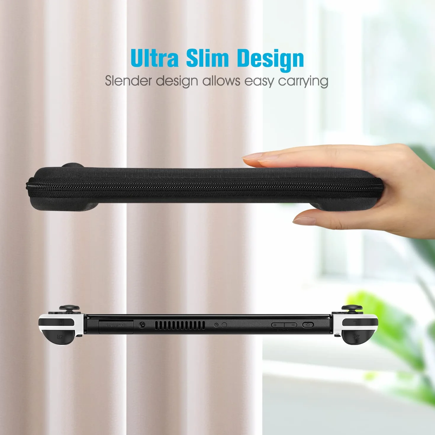 Fintie Smukłe Etui Kompatybilne z Modeliem Nintendo Switch/Switch OLED - Ultracienkie, Odporna na Uderzenia, Torba z 10 Uchwytami na Karty do Gry
