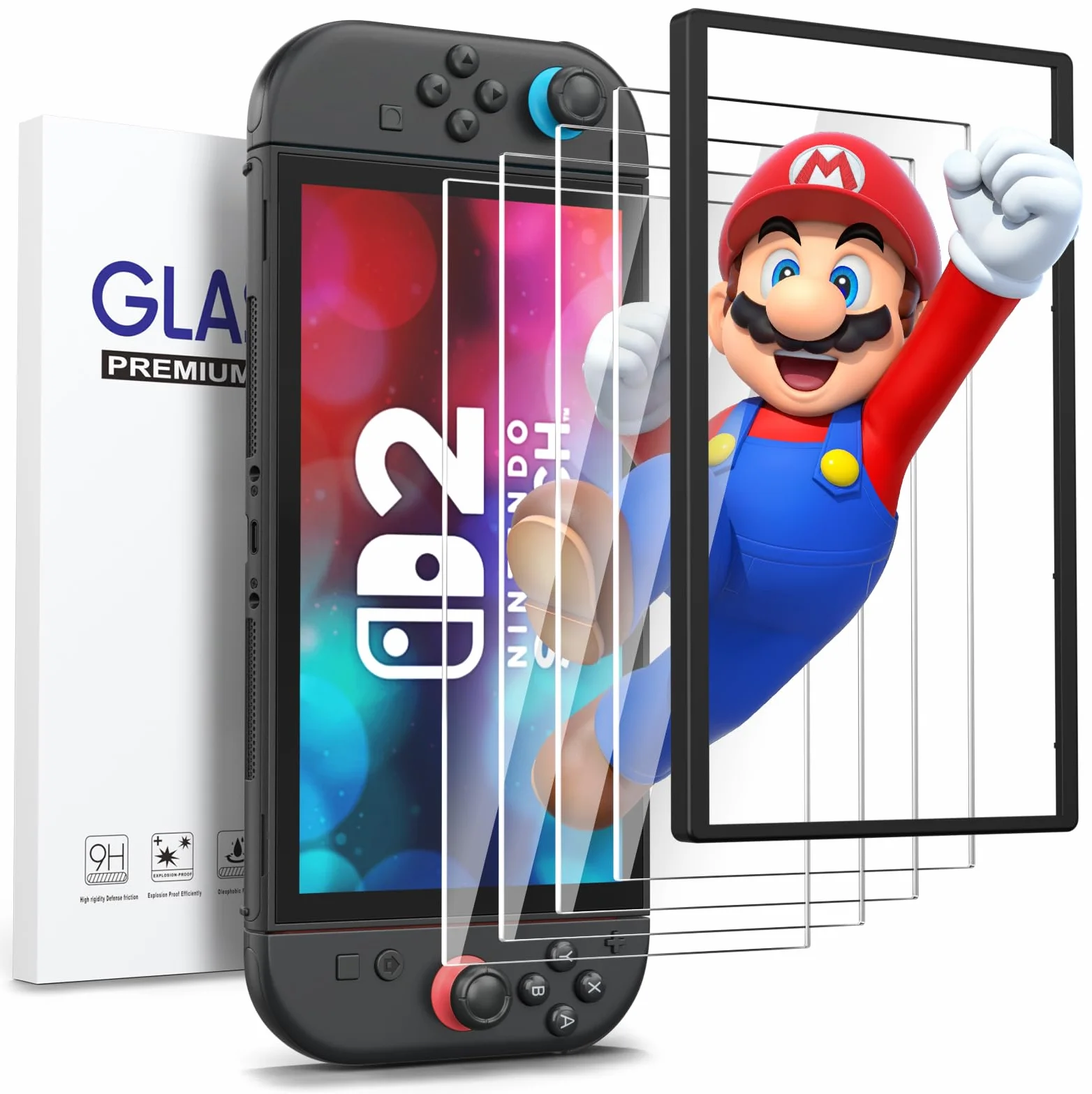 Vancle Szkło hartowane do Nintendo Switch 2 2025, [twardość 9H], wysokoaluminowe szkło pancerne z ramą montażową, kompletny zestaw instalacyjny, bez pęcherzyków, odporne na zarysowania, Ultra HD do