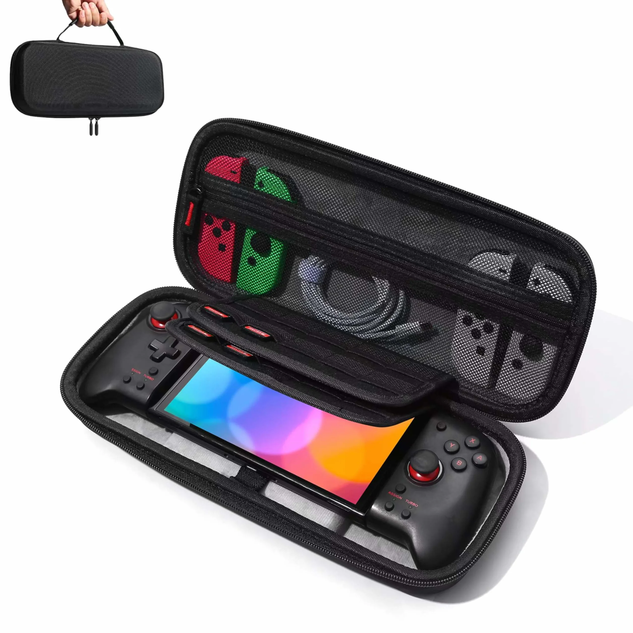 3XS Hori Split Pad Pro Hülle - Hartschale für Nintendo Switch Split Pad Pro Controller - unterstützt 20 Spielschlitze / Tastenschutz / große Kapazität
