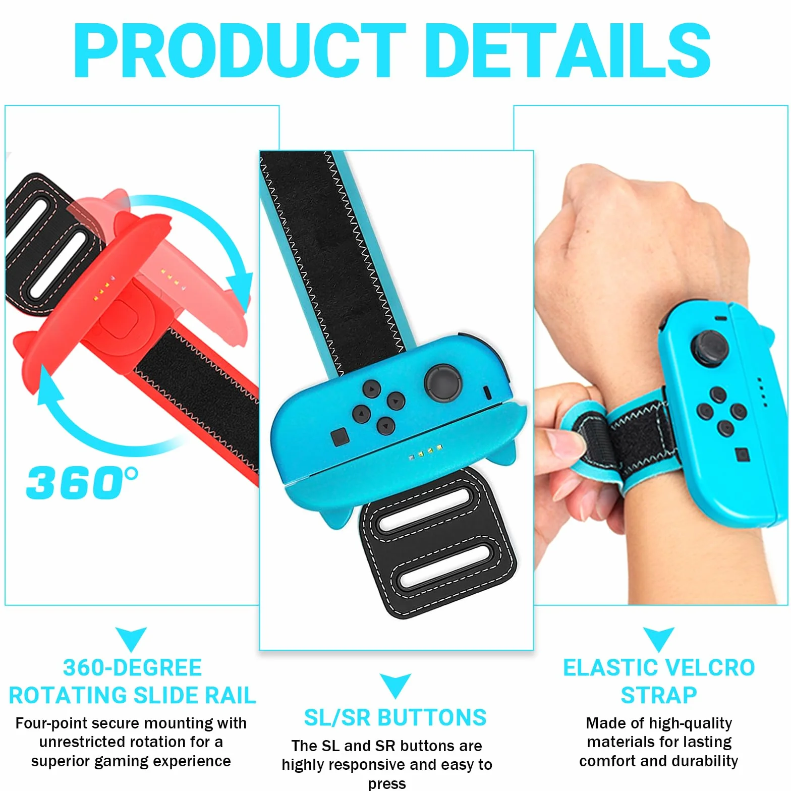 Zorplex 2 Stück Verstellbare Handgelenksbänder Kompatybilny z Nintendo Switch OLED, 2 in 1 Elastische Armbänder Kompatibel z Just Dance für Erwachsene und Kinder [Nintendo DS]
