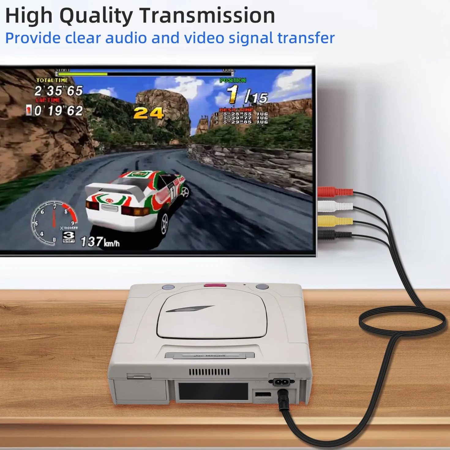 Mcbazel Pozłacany kabel adapterowy S-AV video audio do Sega Saturn