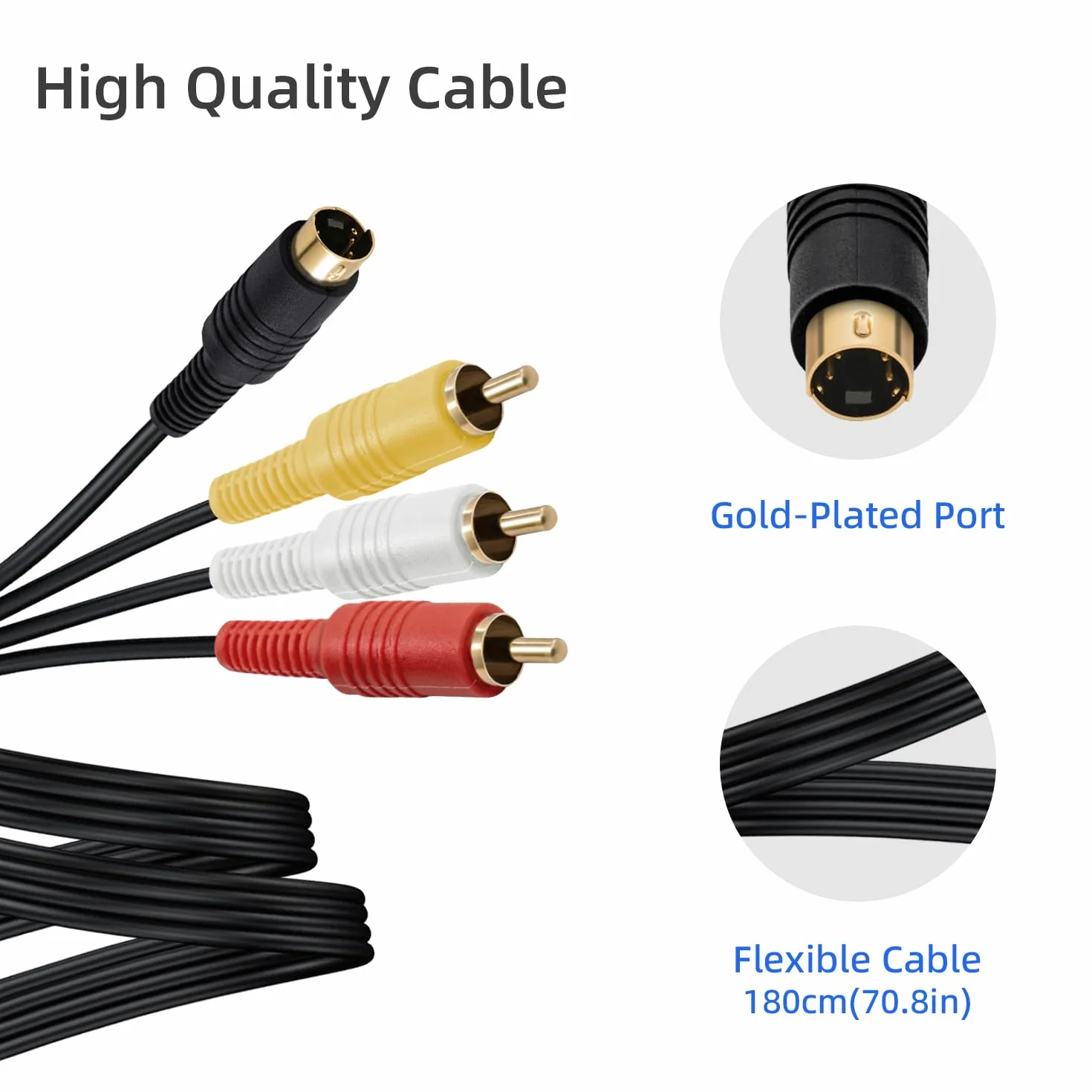Mcbazel Pozłacany kabel adapterowy S-AV video audio do Sega Saturn